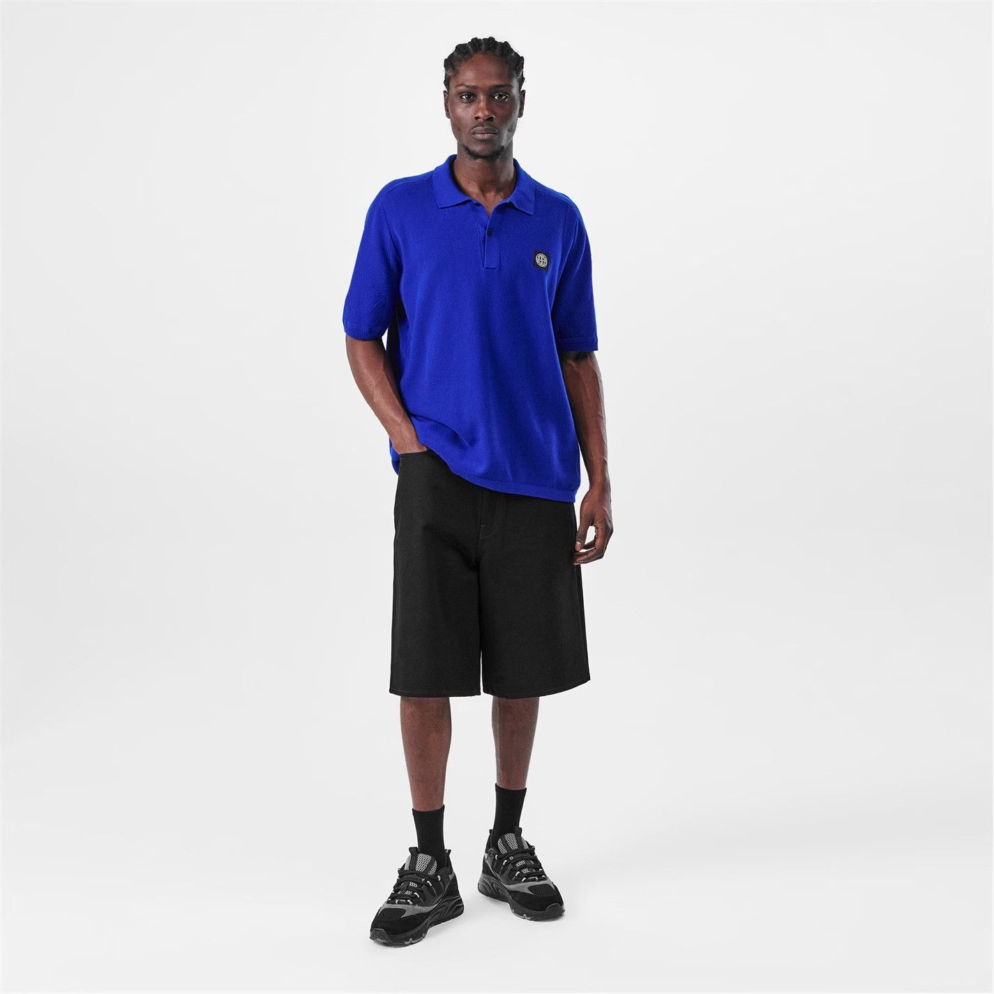 Stone Island o1g2r1mq0526 Compass Patch Knit Polo Shirt in Blue Size US S / EU 44-46 / 1 - 4 Thumbnail
