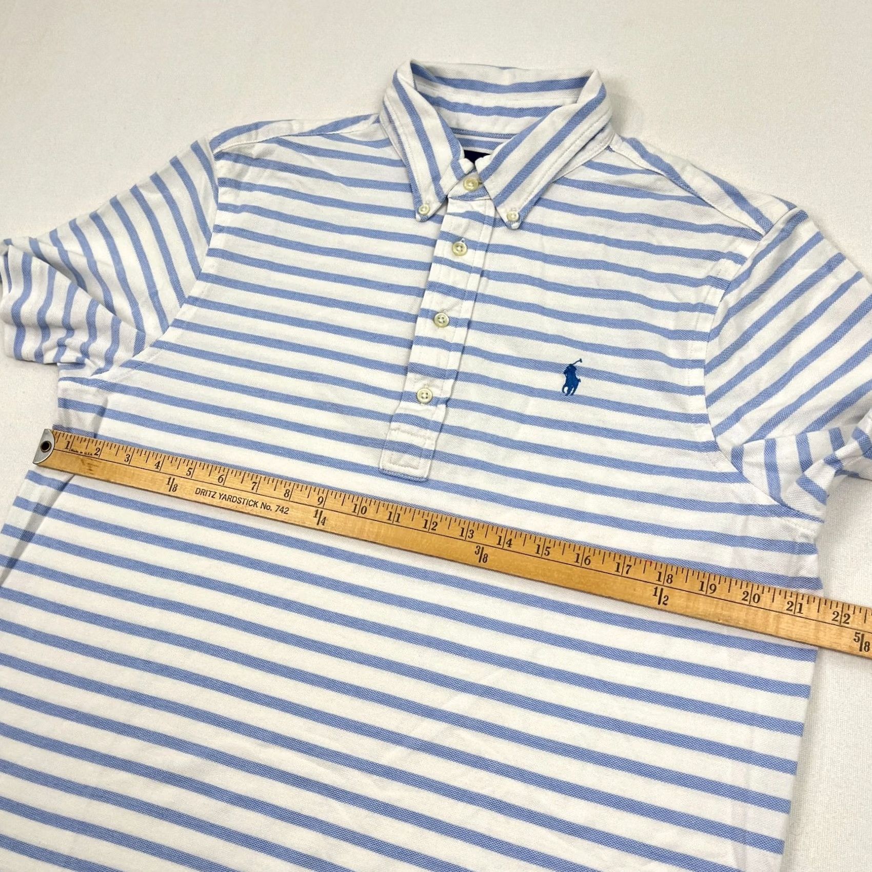 Polo Ralph Lauren Ralph Lauren Polo Shirt Mens L White Blue Striped Knit Oxford Button-Down Preppy Shirt Size US L / EU 52-54 / 3 - 6 Thumbnail