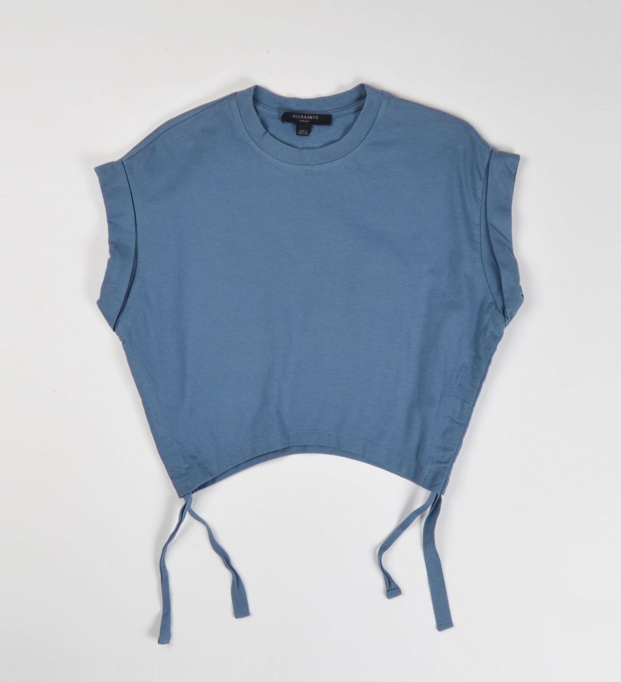 Allsaints AllSaints Cropped Blue Short Sleeve Mira Tee Top Size S / US 4 / IT 40 - 3 Thumbnail