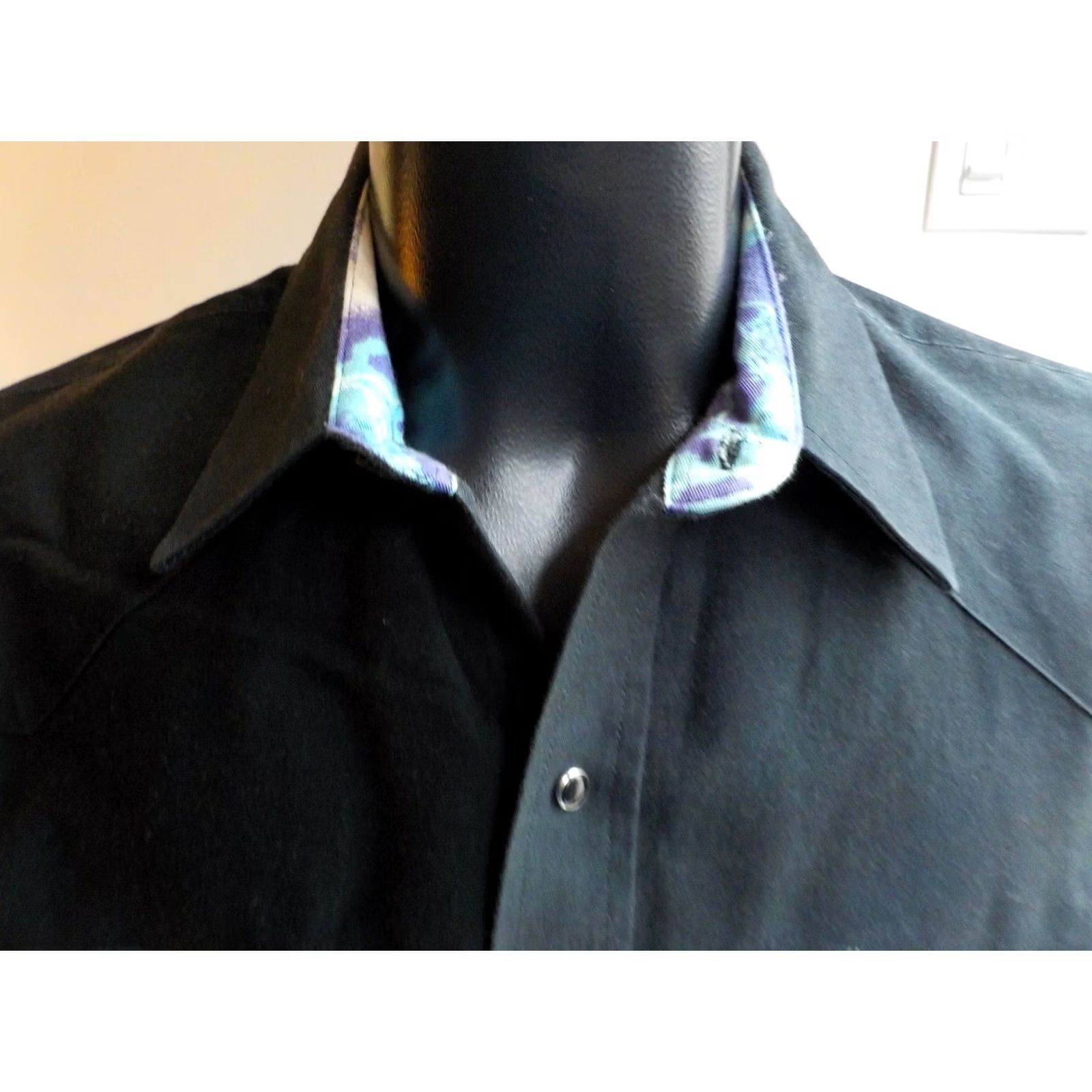 Roper Roper LS Snap Western Shirt Black with Lighting Bolt Sleeves SZ L Mens Shirt Vintage 100% Cotton Button-Up Long Sleeve Western Theme Size US L / EU 52-54 / 3 - 2 Thumbnail