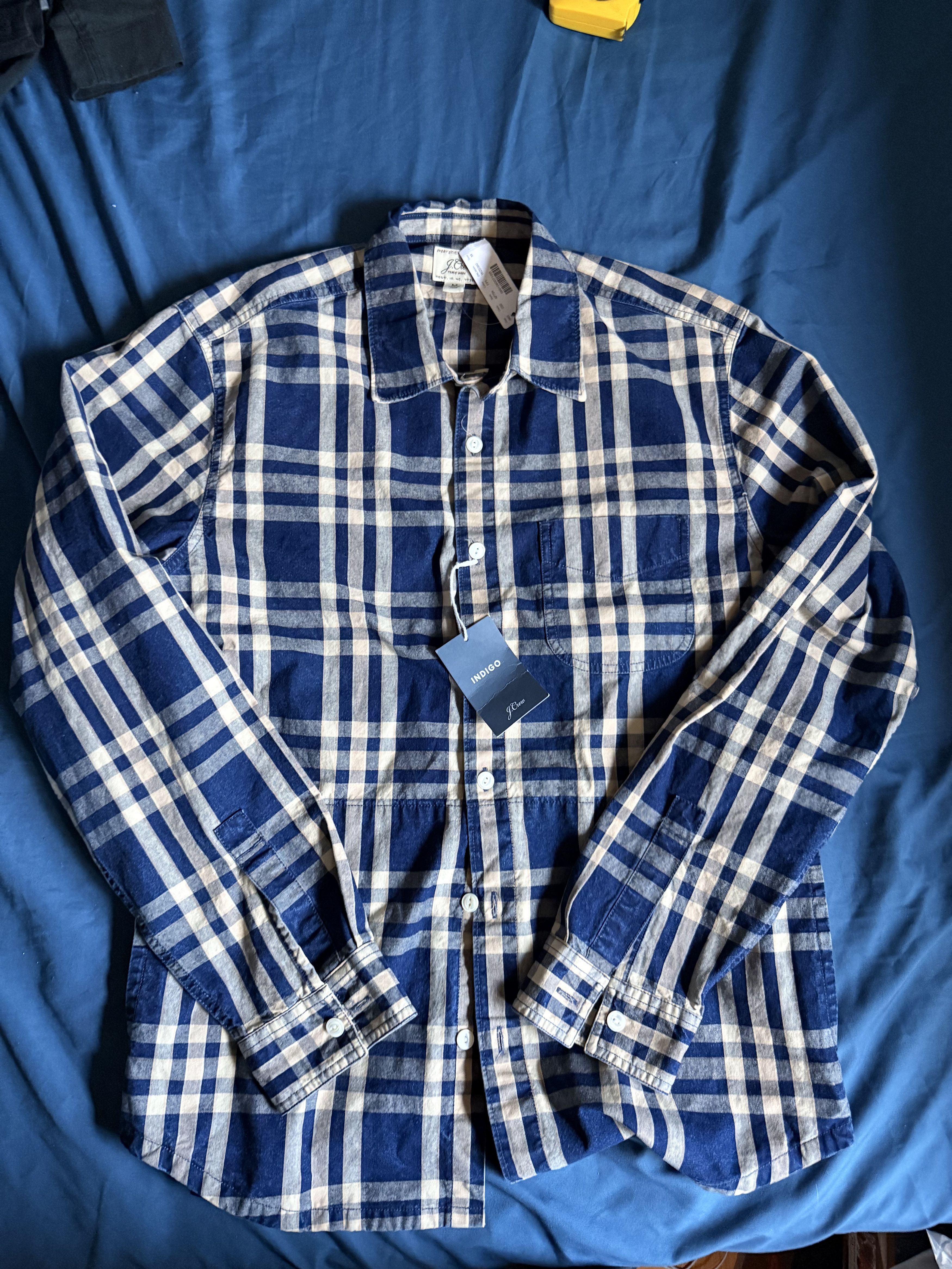 J.Crew J. Crew Indigo Dyed Utility Button Up Shirt medium $98 Size US M / EU 48-50 / 2 - 3 Thumbnail