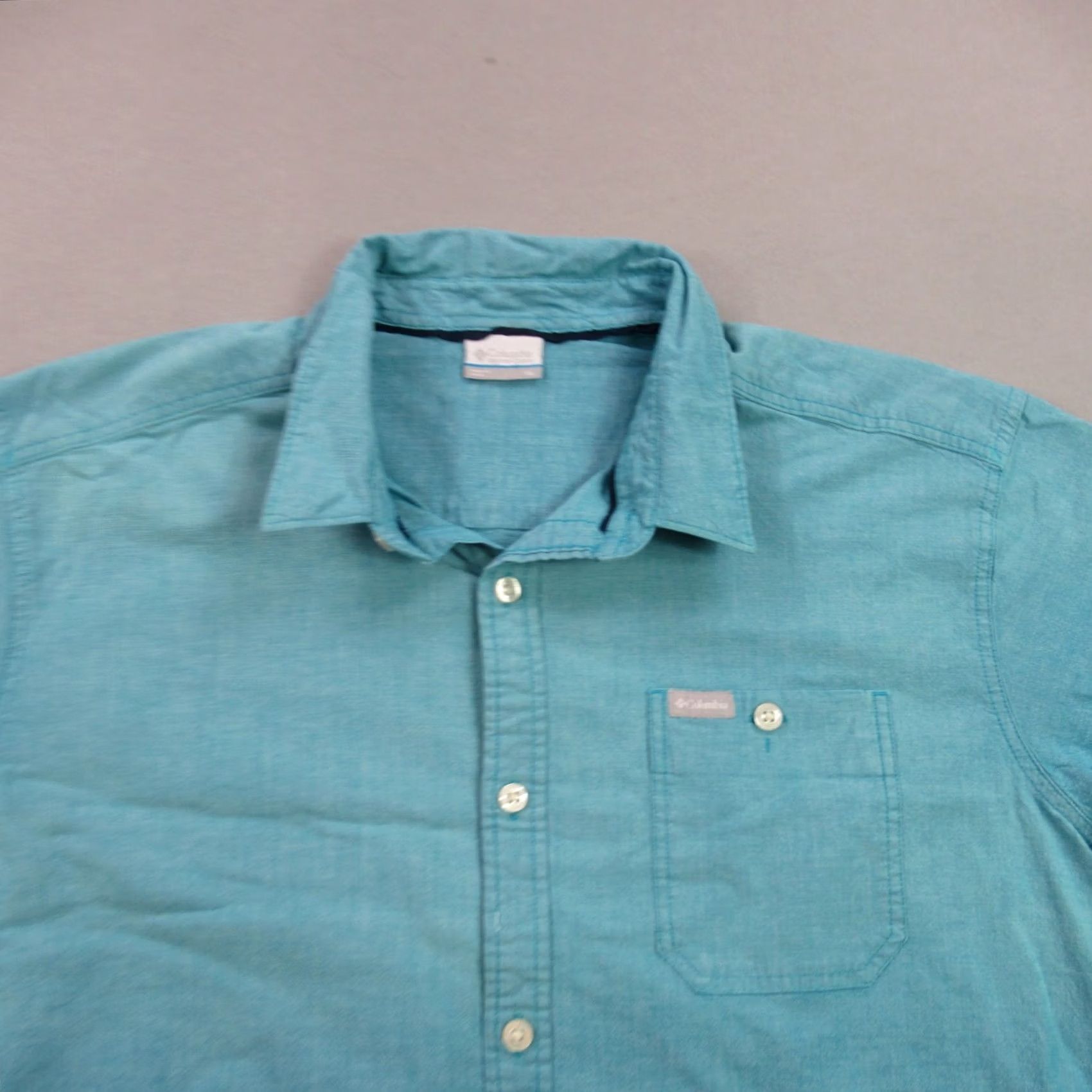 Vintage Columbia Shirt Mens XL Blue Short Sleeve Button Front Pockets Outdoors Casual Size US XL / EU 56 / 4 - 2 Thumbnail