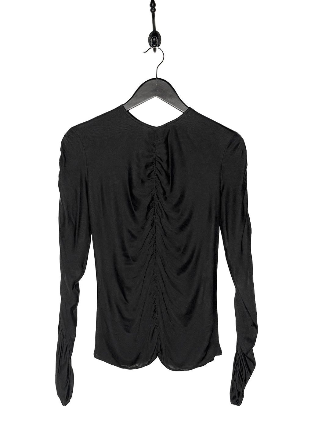 Gucci Gucci FW23 Black Gathered Viscose Jersey Long Sleeves Top Size S / US 4 / IT 40 - 1 Thumbnail