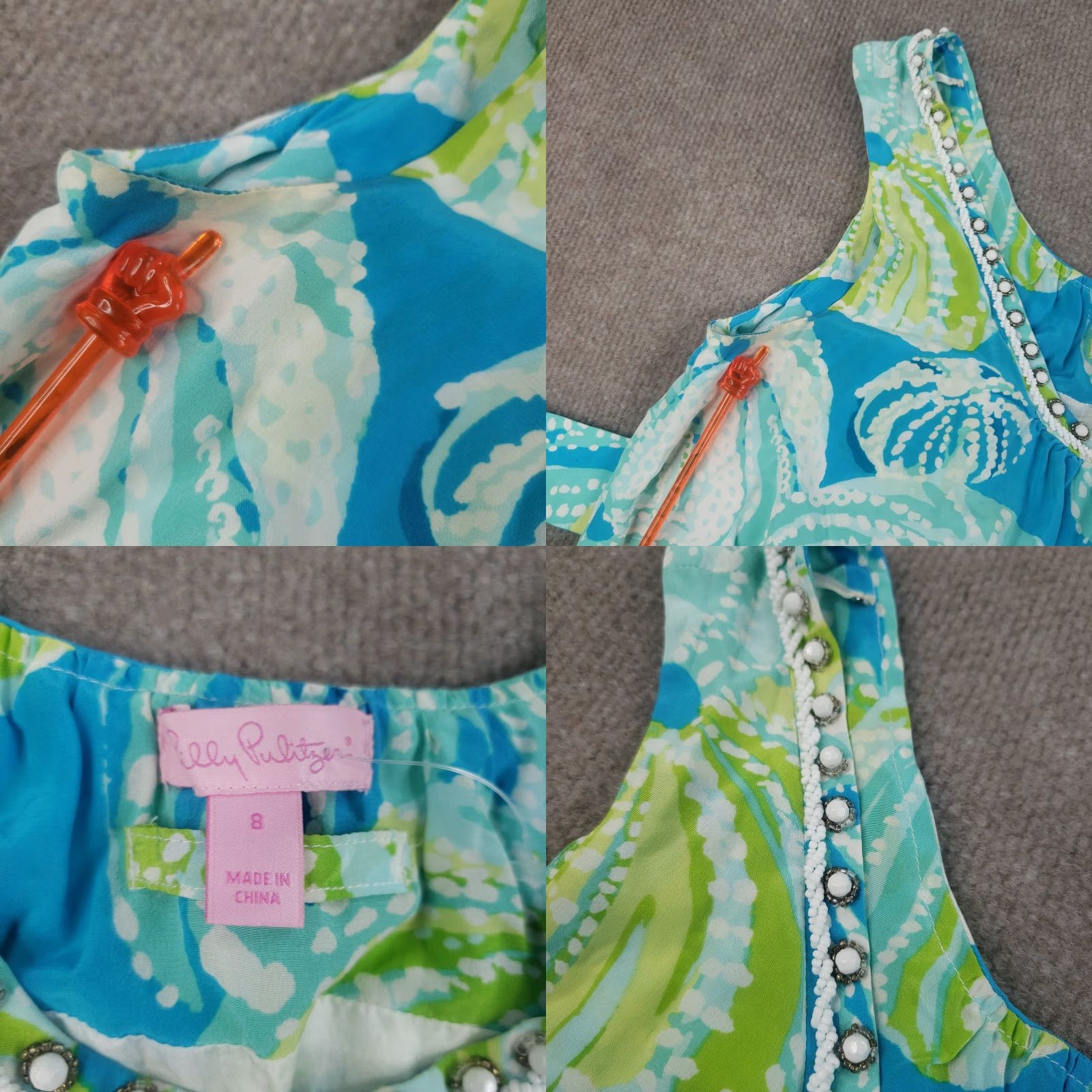 Lilly Pulitzer VINTAGE Lilly Pulitzer Tank Womens Size 8 Blue Belted Silk Geometric Size M / US 6-8 / IT 42-44 - 9 Thumbnail