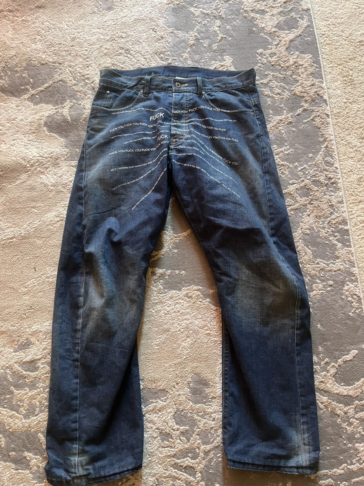 Fiberops × Japanese Brand Fibredrops FUCK YOU jeans Size US 36 / EU 52 - 2 Thumbnail