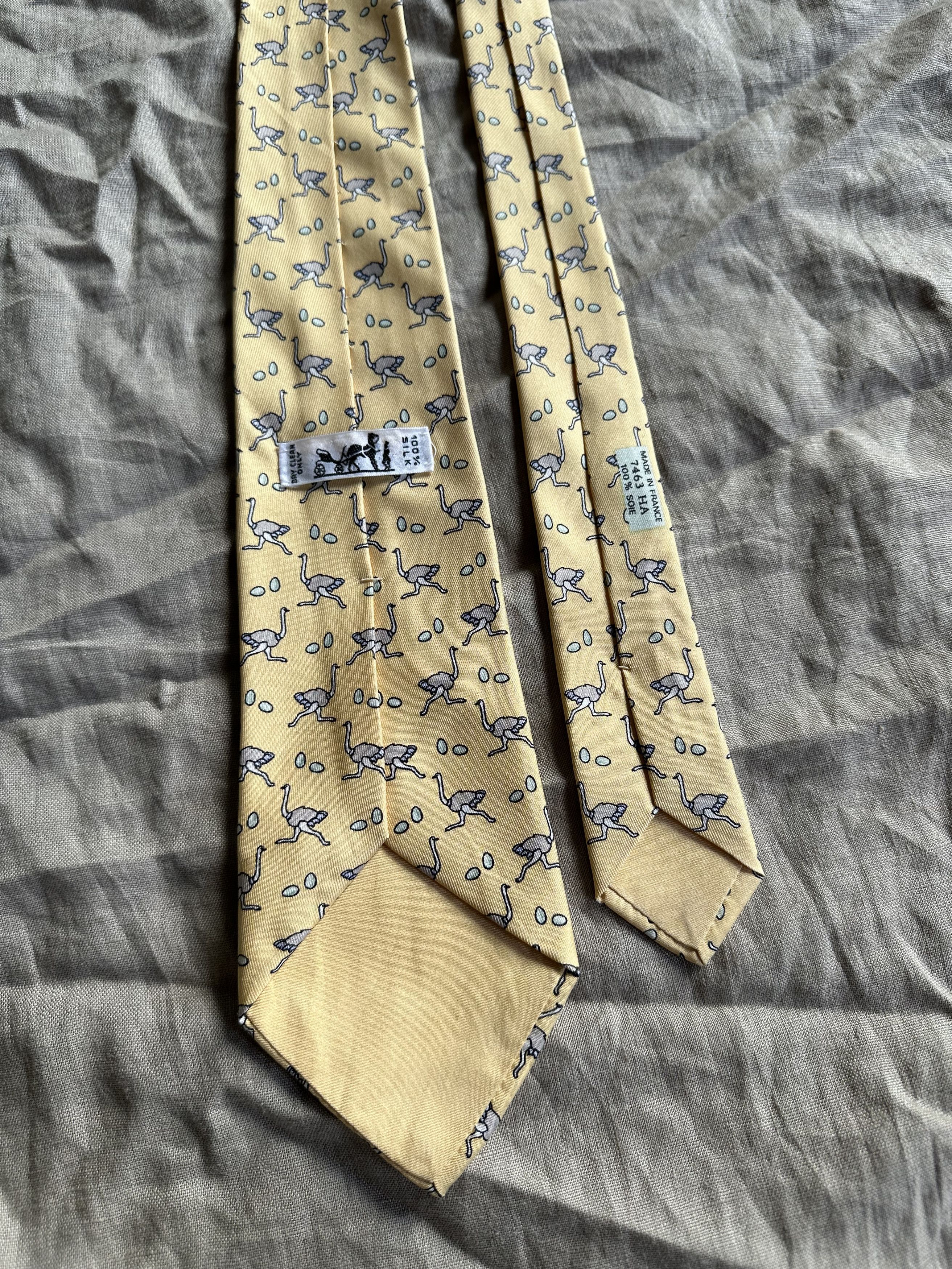 Hermes Vintage Animal Pattern Strauss Silk Tie 7649AP
