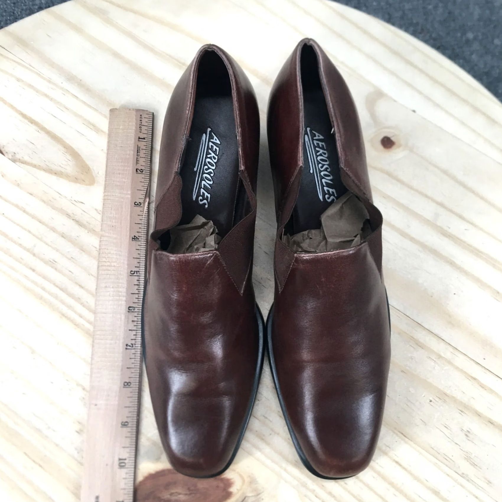 Vintage Aerosoles Boots Womens 8 B Heel An Copter Ankle Booties Brown Leather Block HEEL Casual Shoes Women Size US 8 / IT 38 - 6 Thumbnail