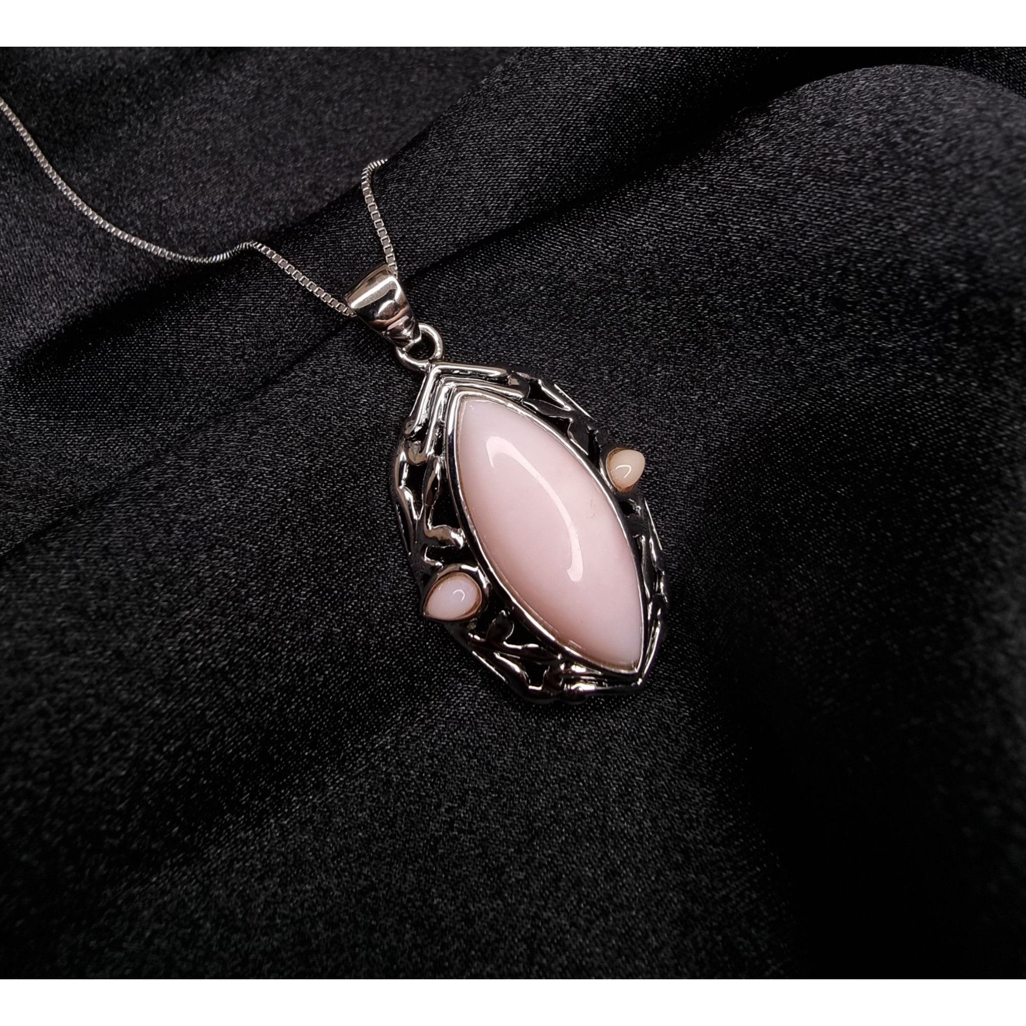 Other Pink Agate Pendant Necklace In Sterling Silver 925 BBJ Signe Size ONE SIZE - 3 Thumbnail