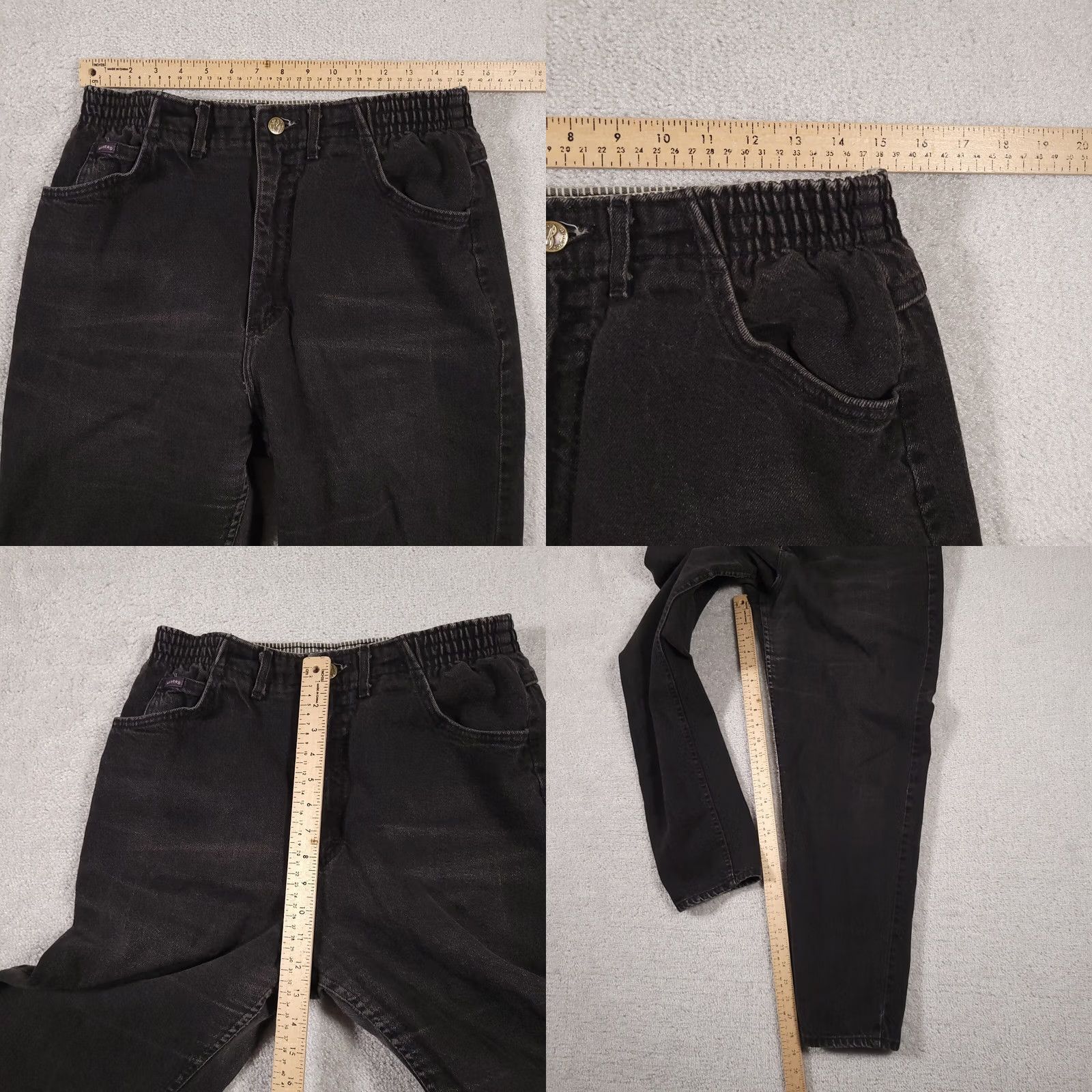 Lee VINTAGE Lee Riders Jeans Women's 14 Med Classic Fit Black Denim Tapered Leg USA Size 36" / US 14 / IT 50 - 8 Thumbnail