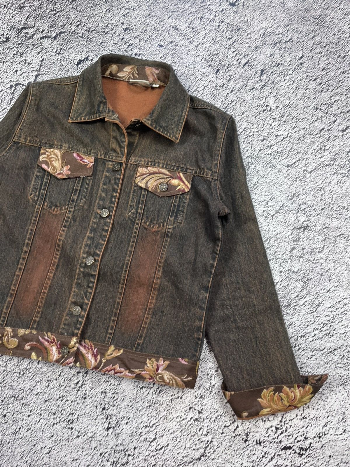 Vintage Vintage Y2K Rust Denim Floral Jacket Botanical Rare Size S Size S / US 4 / IT 40 - 4 Thumbnail