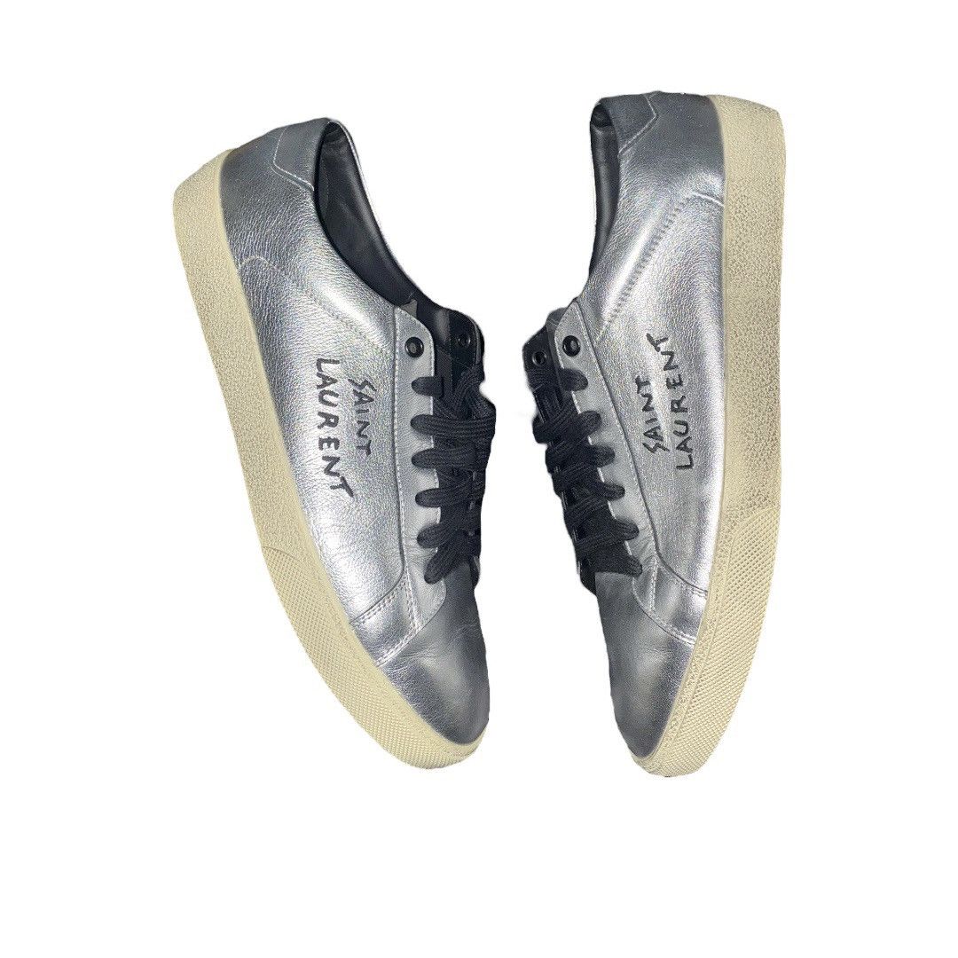 image of Saint Laurent Paris x YVES Saint Laurent Court Classic Sl/06 Size 44 Shoes in Silver, Men's