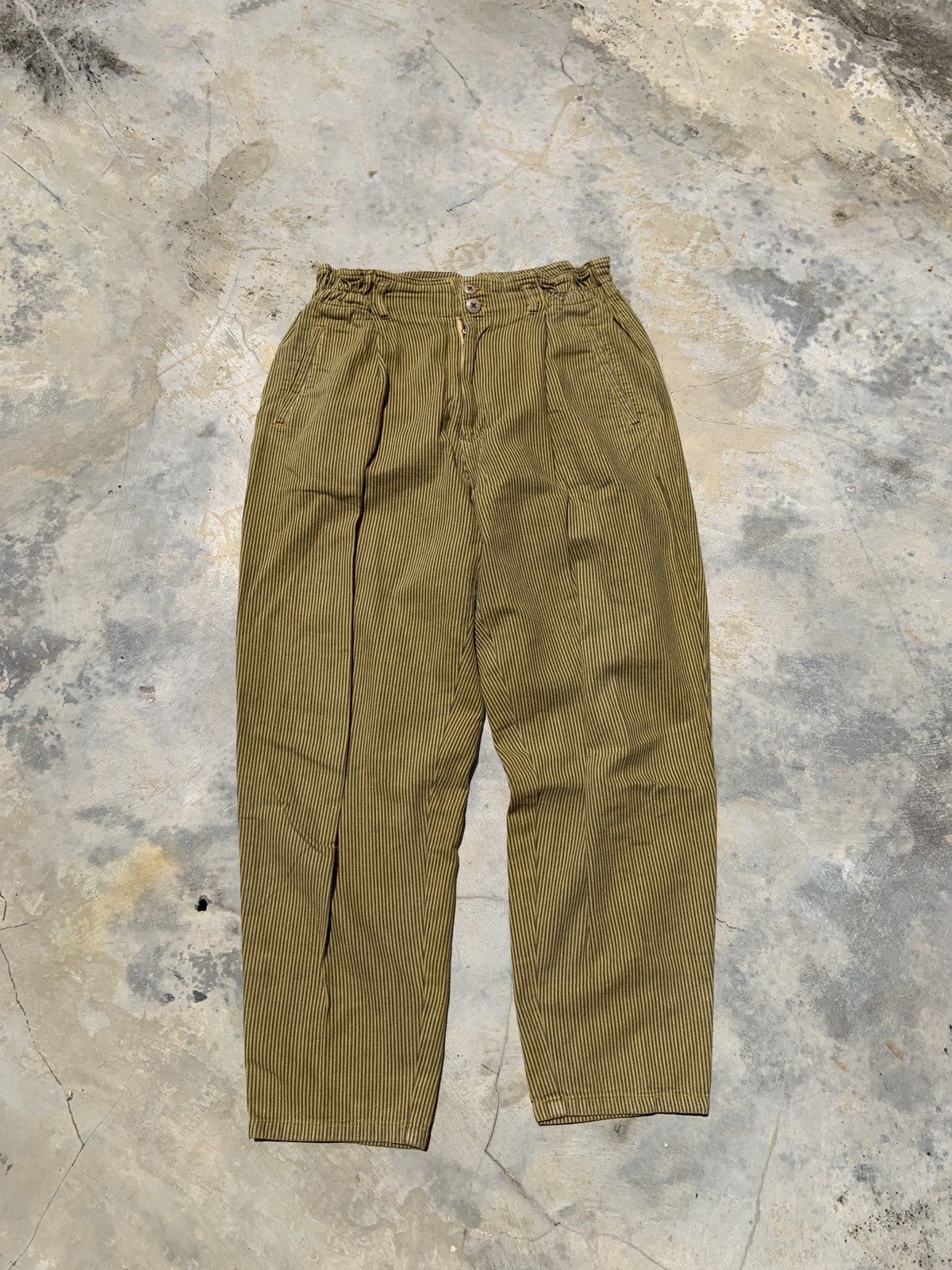 Japanese Brand × Vintage Vintage Elvis Japan Stripe Yellow Double Button Pants Size US 32 / EU 48 - 2 Thumbnail