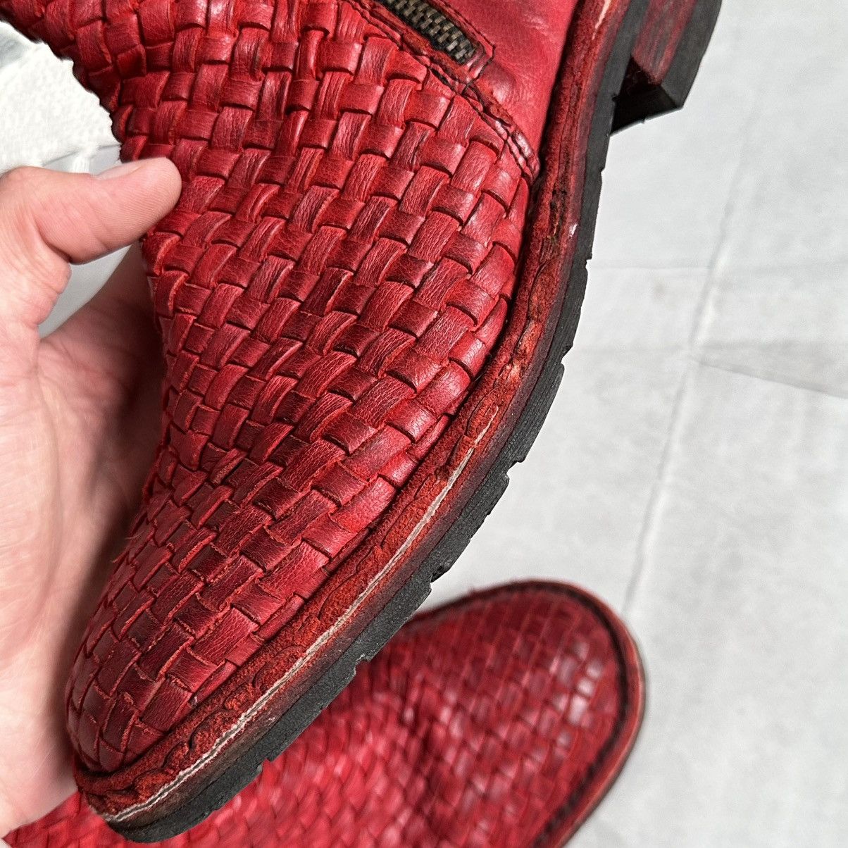 The Last Conspiracy 00s Bubetti Woven Leather Boots Bikkembergs A1923 Style Size US 8.5 / IT 38.5 - 16 Thumbnail