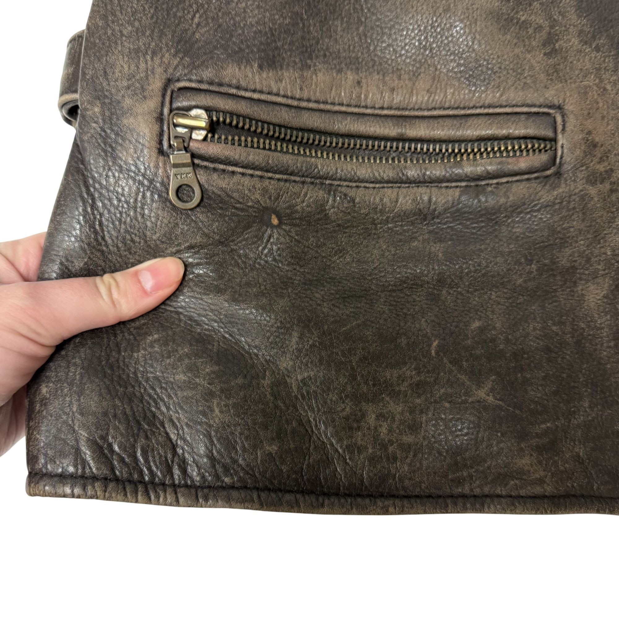 Other Vtg American Born Leather MoTo DISTRESSED Biker Jacket Size S / US 4 / IT 40 - 11 Thumbnail