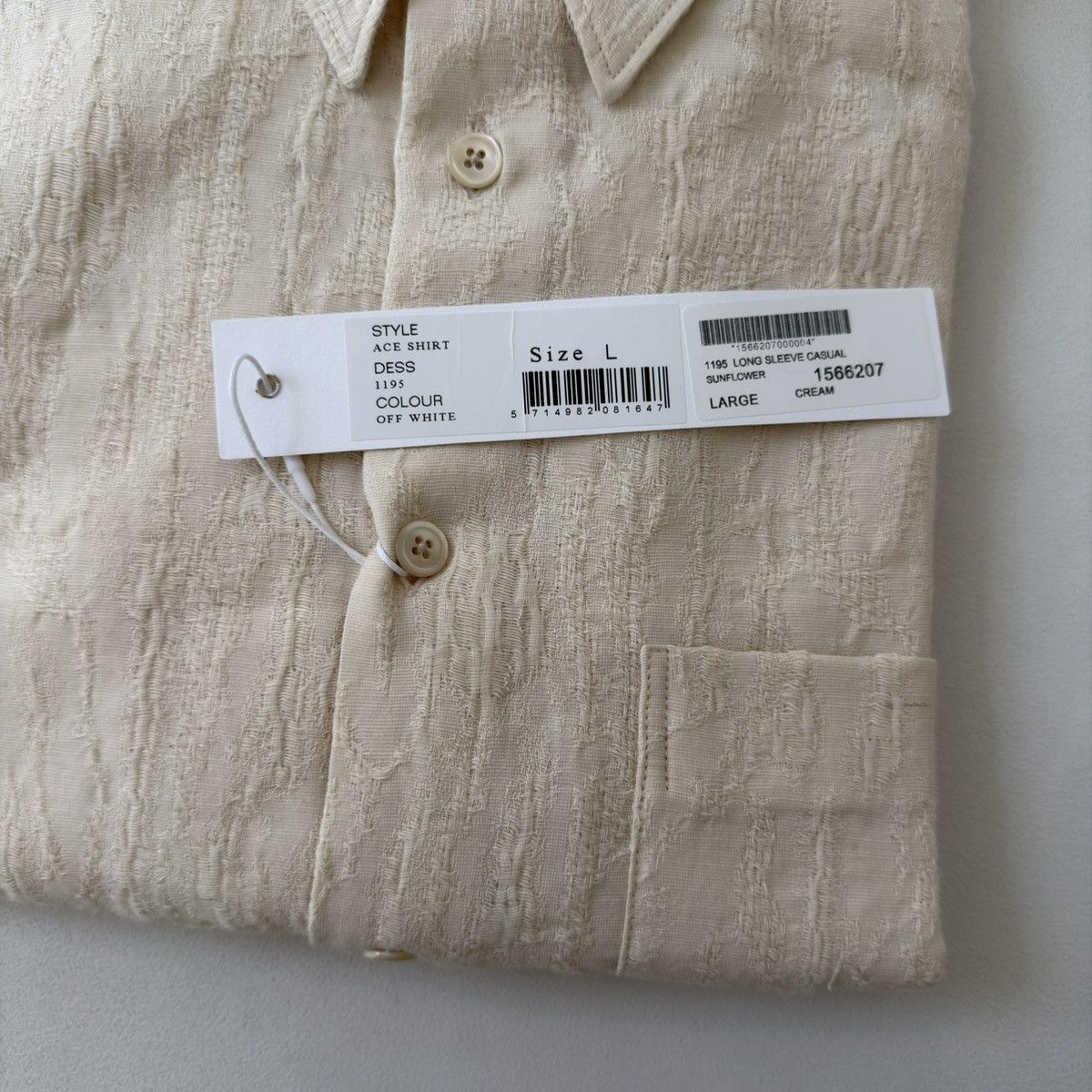 Sunflower ‘Ace’ Textured Cream Cotton Boxy Fit Shirt Size US L / EU 52-54 / 3 - 10 Thumbnail
