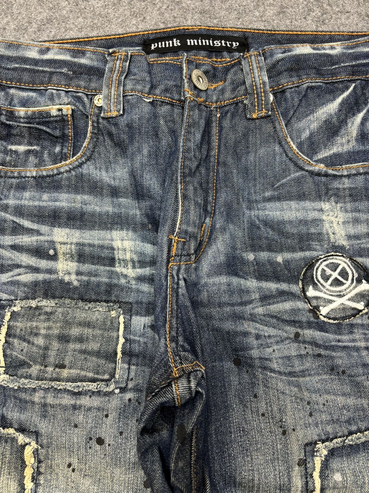 Japanese Brand Sick punk ministry PatchWork Japan Paint Splatter Denim F672 Size US 31 - 3 Thumbnail