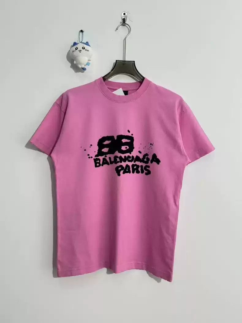 image of Balenciaga Pink Front And Back Splash Ink Short Sleeved, Men's (Size XS)