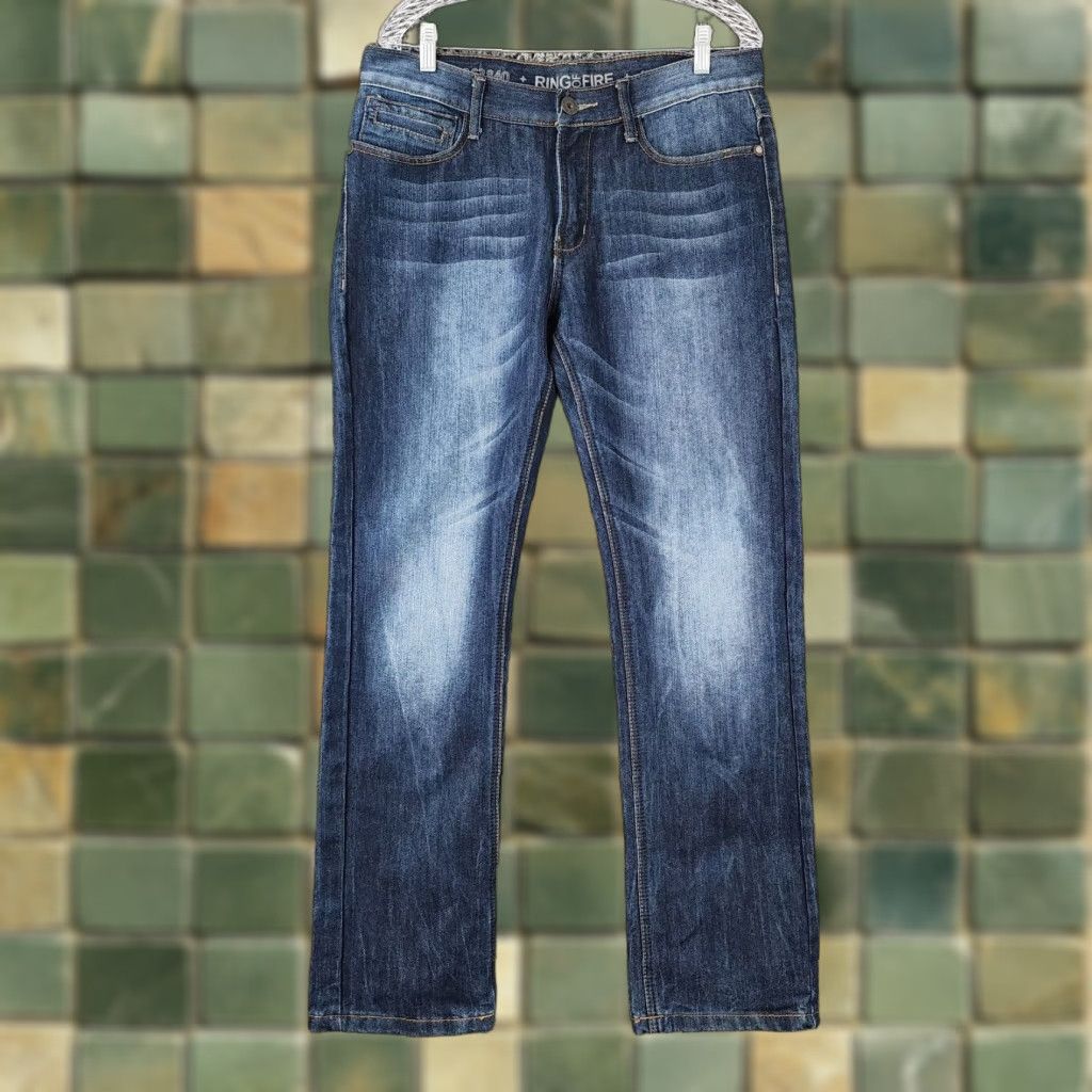 Ring Of Fire VINTAGE Ring Of Fire Jeans Slim Fit Straight Leg Blue Mens 34x33 Blue Denim Jeans Mens Slim Fit 34 33 Men Size US 34 / EU 50 - 1 Thumbnail