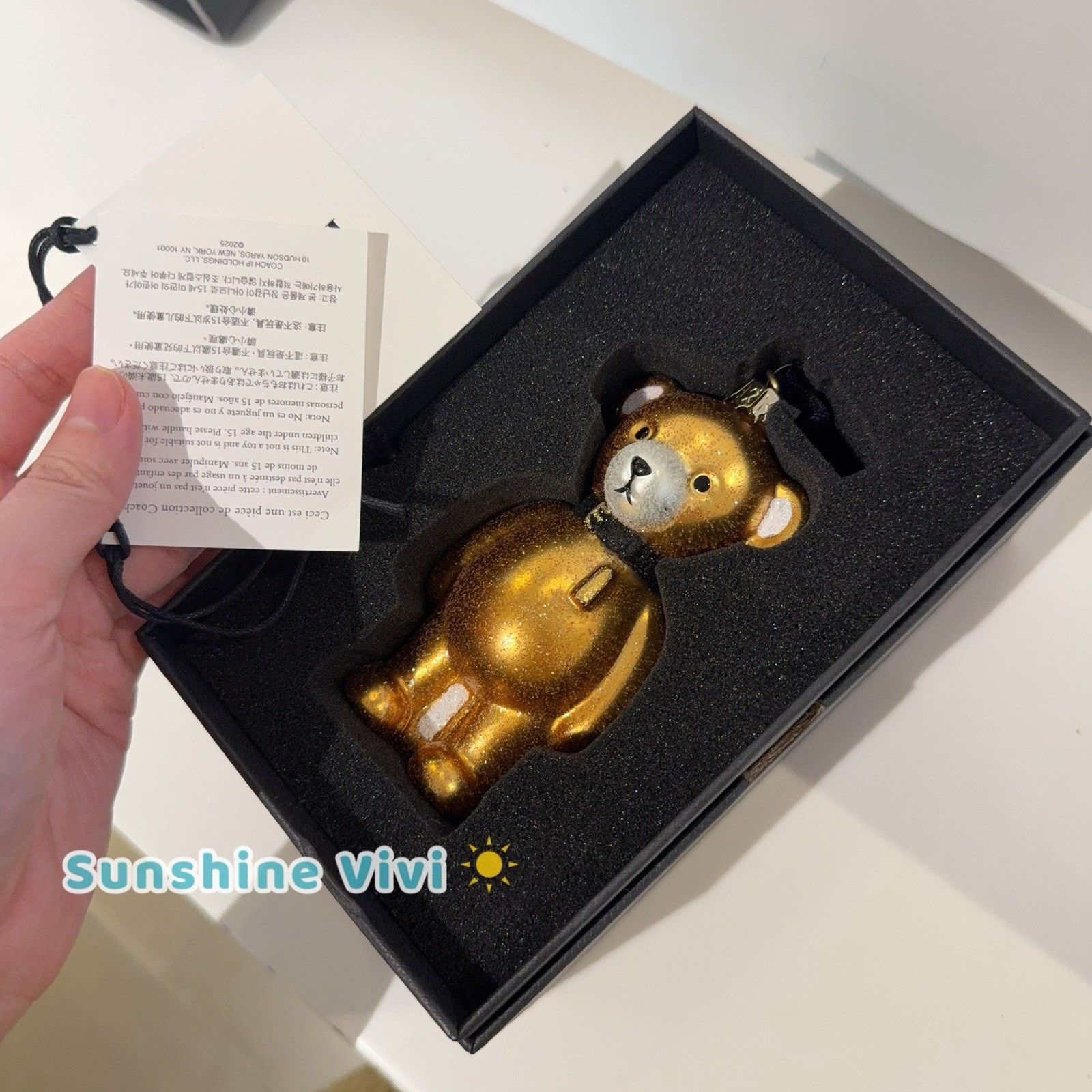 Coach NWT Coach Bear Ornament Gold Glitter Glass Gift Box CCD51 Size ONE SIZE - 5 Thumbnail