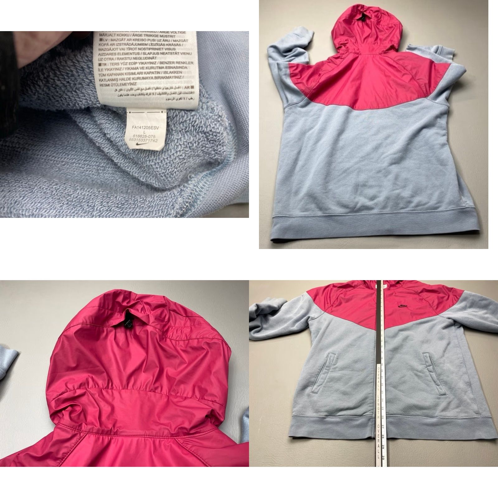 Nike VINTAGE Nike Windrunner Hoodie Jacket Men L Maroon Gray Fleece Mix Full Zip 8296 Size US L / EU 52-54 / 3 - 8 Thumbnail