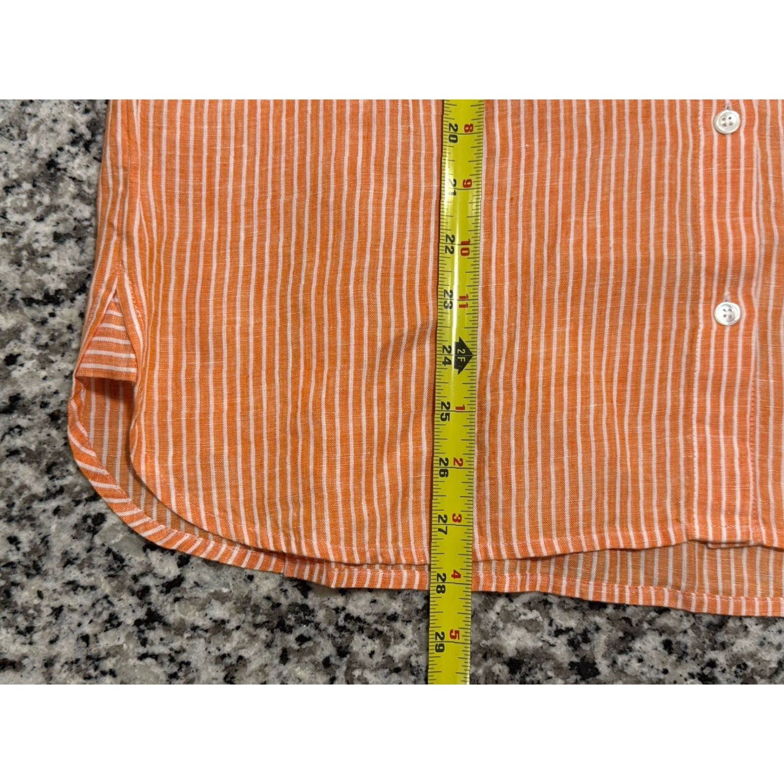 J. Jill J. Jill Shirt Women M Orange Linen Striped Button-Up Long Sleeve Collared Beach Preppy Coastal Womens Size M / US 6-8 / IT 42-44 - 2 Thumbnail