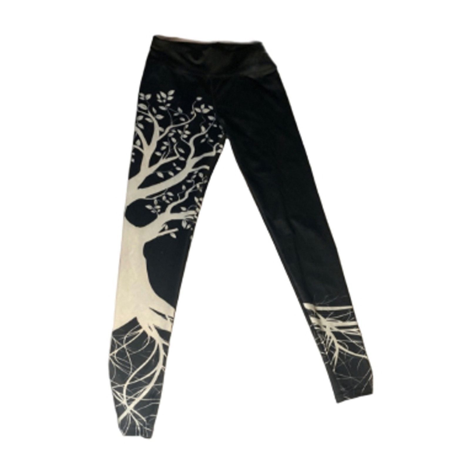 Other Tree of Life Yoga Leggings Black White Graphic Print M Size 26" / US 2 / IT 38 - 4 Thumbnail