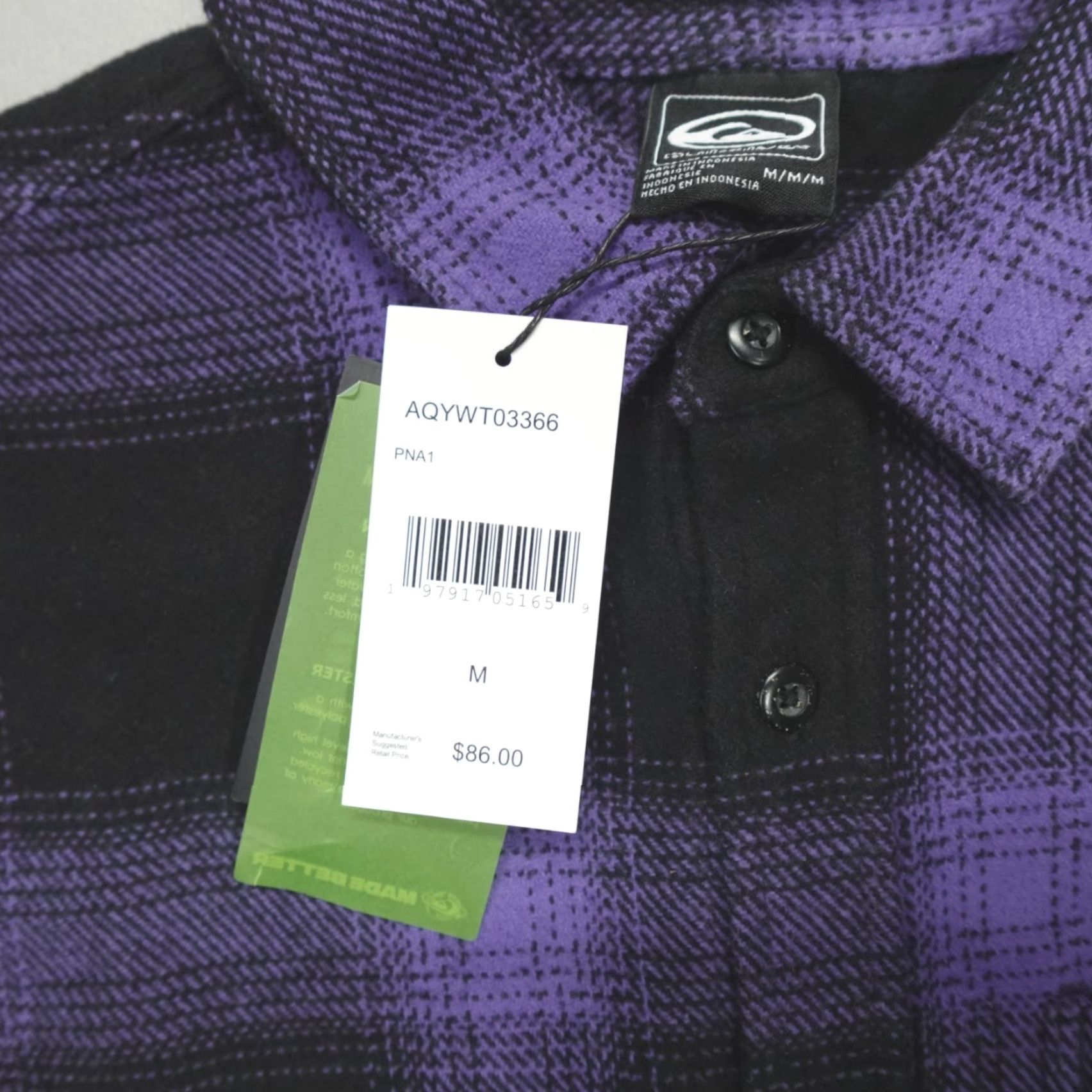 Quiksilver Quiksilver Button-Up Cotton Flannel Shirt Mens M Corsucan Blue Mercury Plaid Long Sleeve Collared Zipper? Size US M / EU 48-50 / 2 - 3 Thumbnail