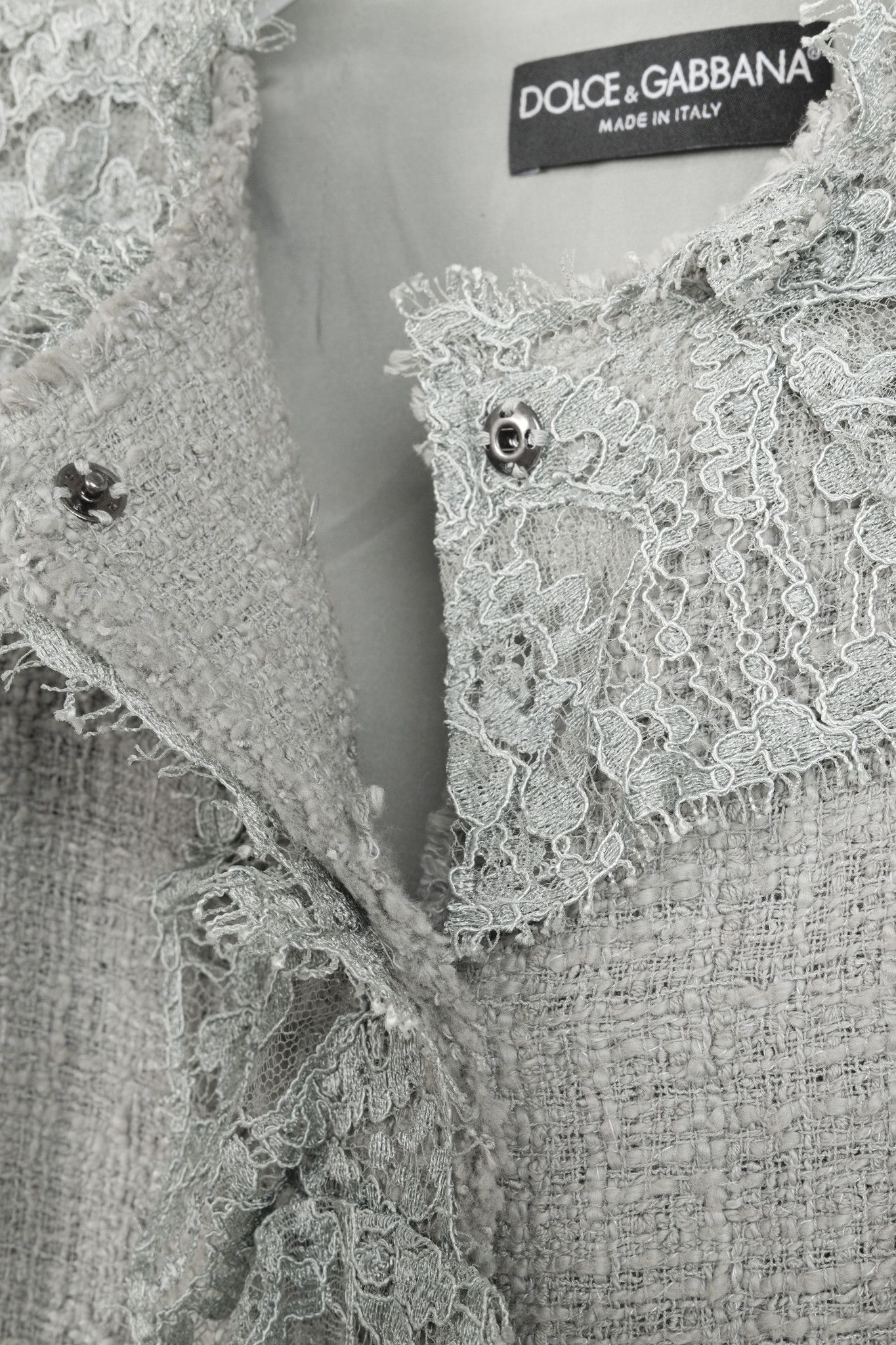 Dolce & Gabbana Dolce and Gabbana Grey Tweed Lace-Trim Suit Jacket Size M / US 6-8 / IT 42-44 - 10 Thumbnail