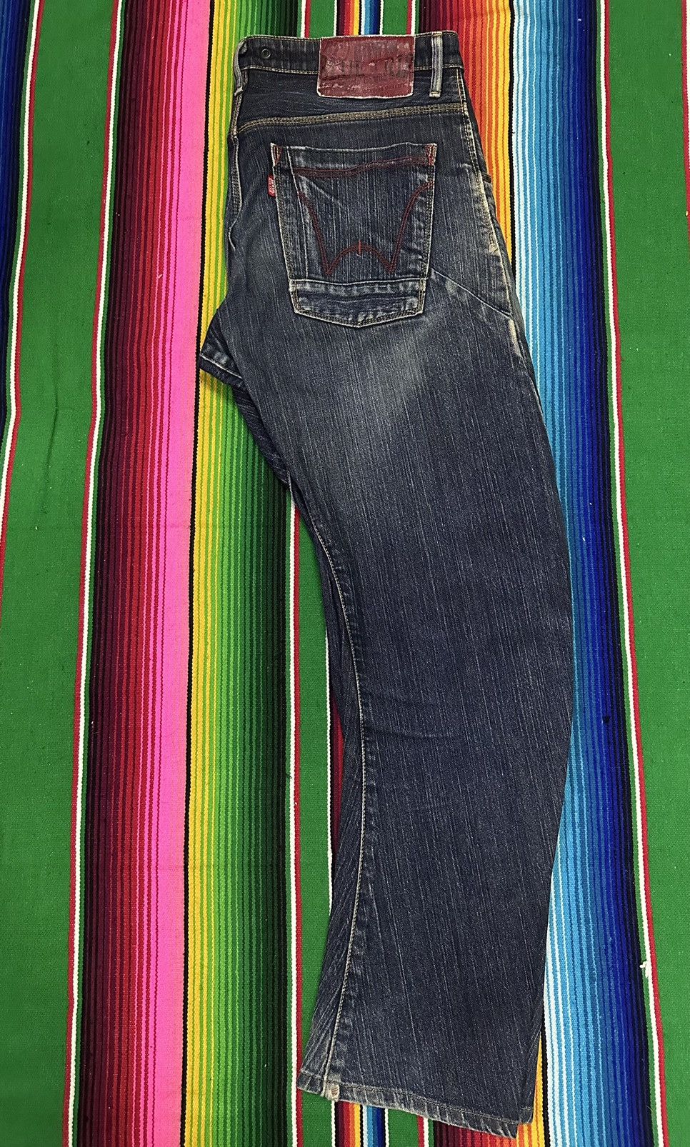 Edwin 💥 Edwin Twist Leg 💥Denim Edwin blue trip with flare design 💥 Size US 34 / EU 50 - 7 Thumbnail