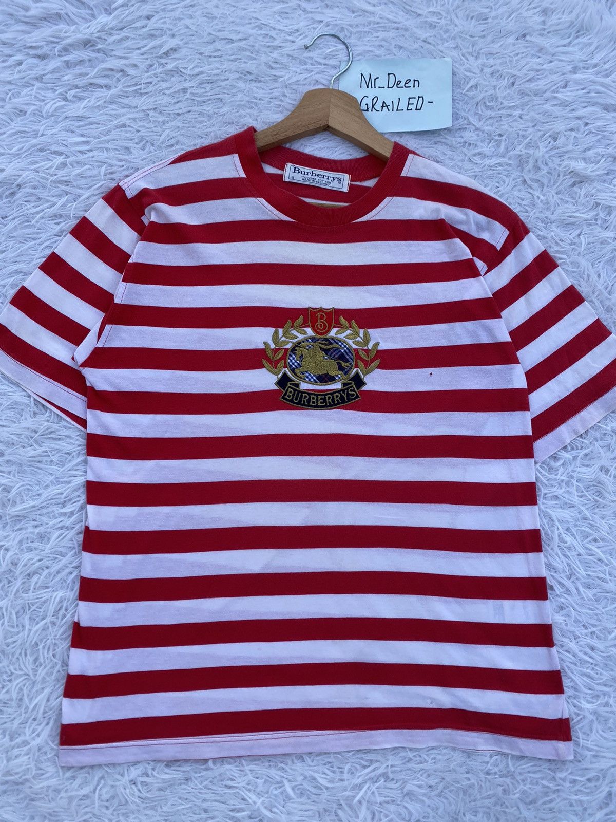 Burberry Rare Vintage Burberry Spellout Biglogo Stripes Tshirt Size US M / EU 48-50 / 2 - 4 Thumbnail