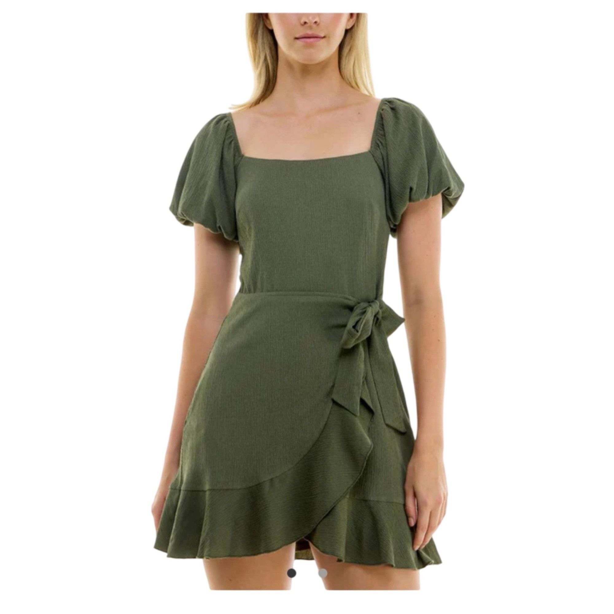 Other Trixxi Women's Junior Faux-Wrap Fit & Flare Dress Color Oliv Size XXS / US 00 / IT 34 - 1 Thumbnail