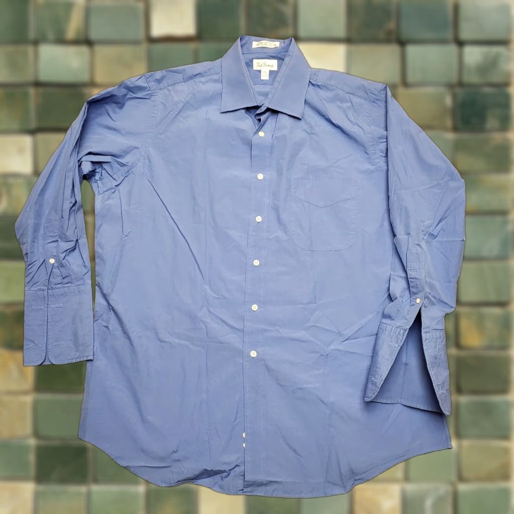 Imperial Paul Fredrick Shirt Mens 16.5 Blue Imperial Two Ply Broadcloth French Cuff Button-Up Long Sleeve Mens Shirt Size US XL / EU 56 / 4 - 1 Thumbnail