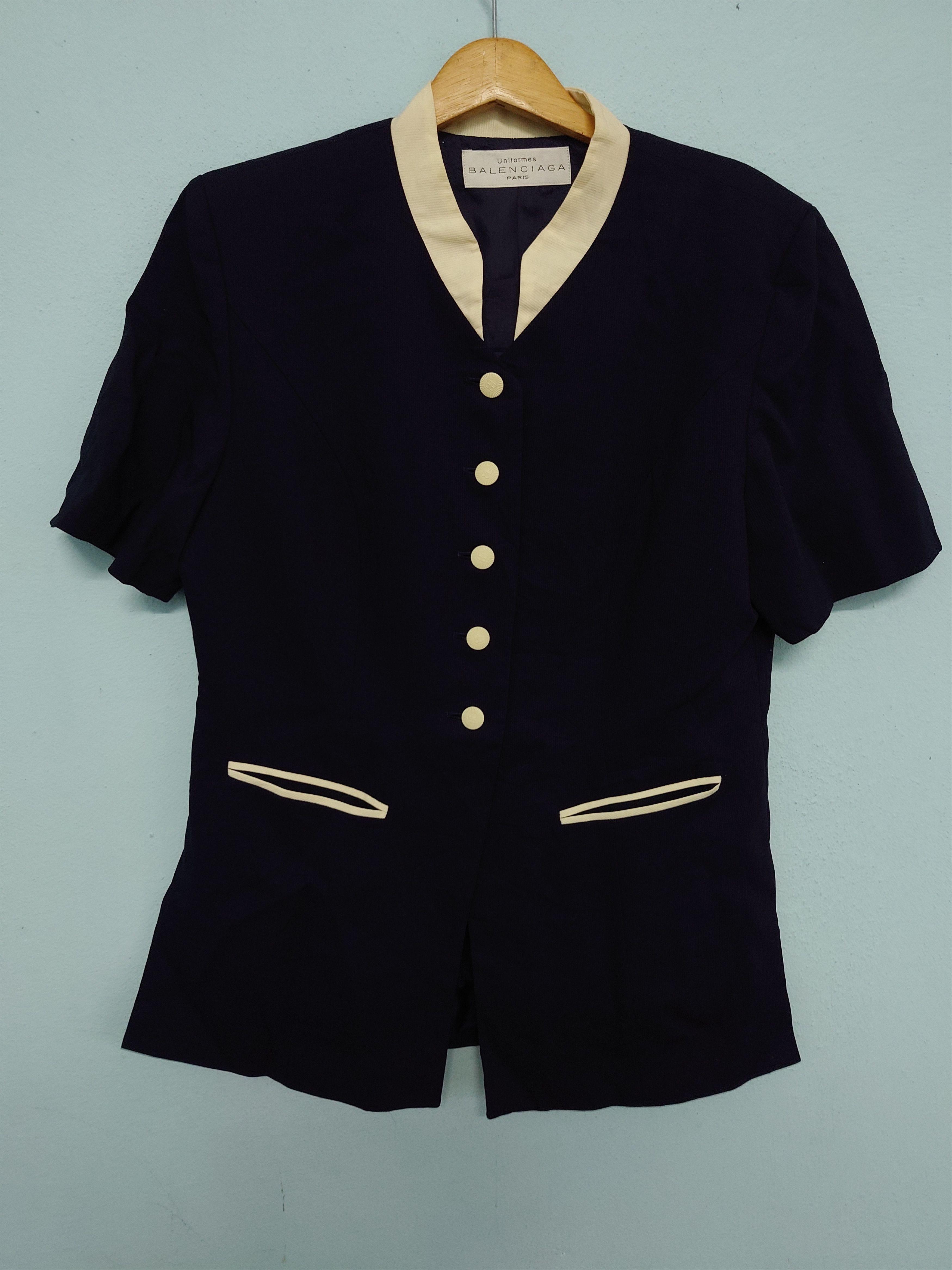Balenciaga Vintage Balenciaga Uniformes Wool Blend Top Size L / US 10 / IT 46 - 1 Thumbnail