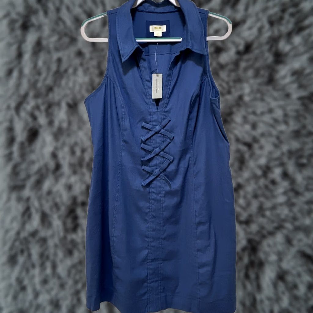 maeve collared halter shirt dress Anthropologie BY ANTHROPOLOGIE Womens XL Petite Blue Mini Bow NWT Maxi dress