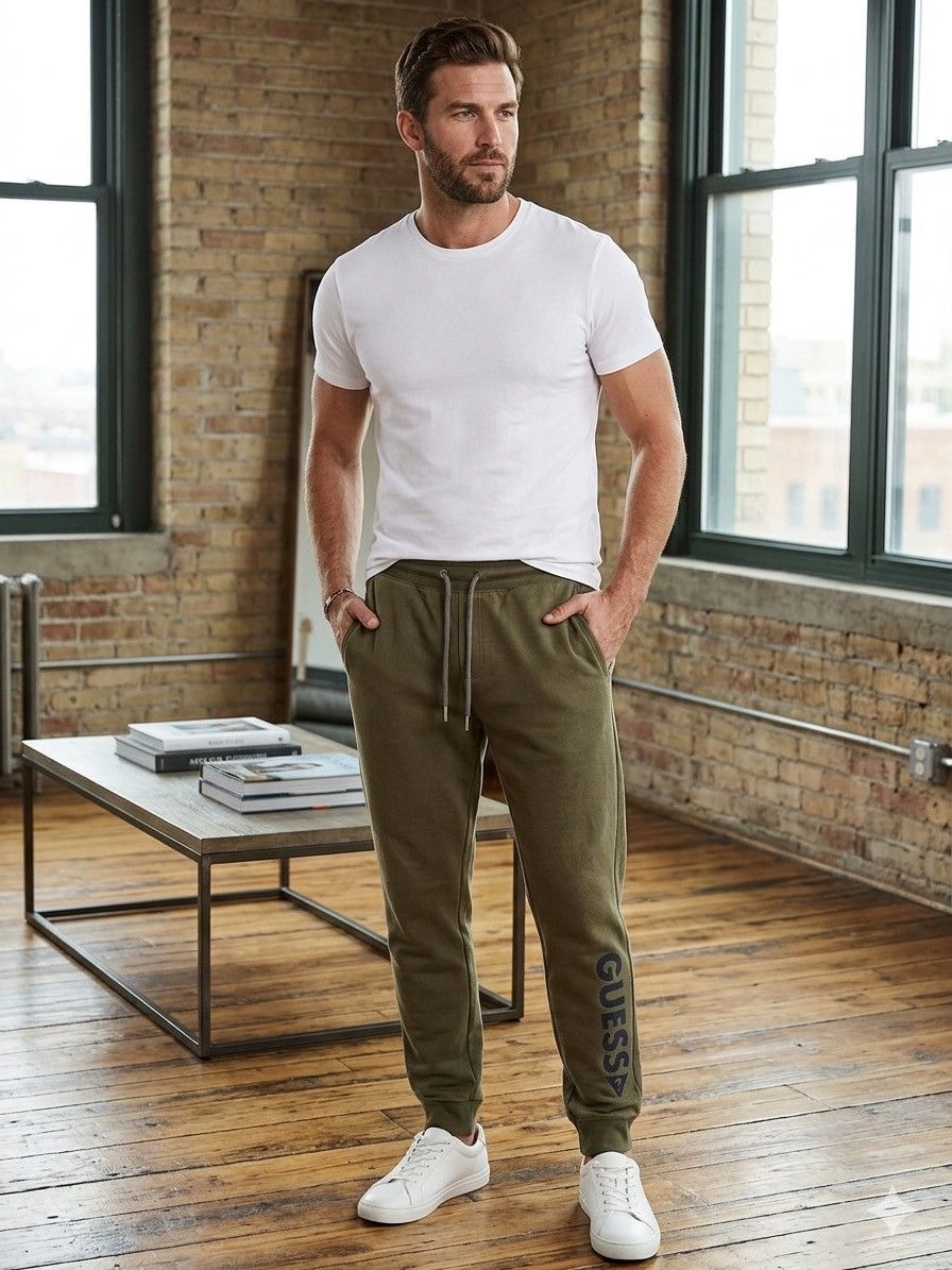 Guess Guess Green Logo Y2K Athletic Jogger Lounge Sweatpants Small Size US 28 / EU 44 - 1 Thumbnail