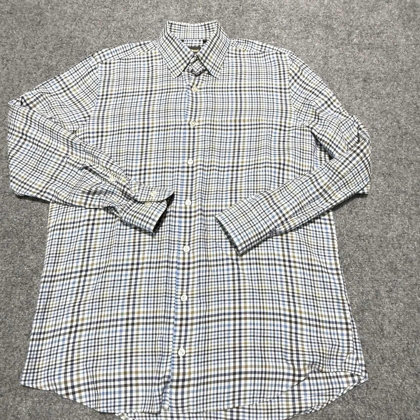Paul Stuart Paul Stuart Dress Shirt Mens M Blue White Check Pocket Made in Italy Size 40R - 3 Thumbnail
