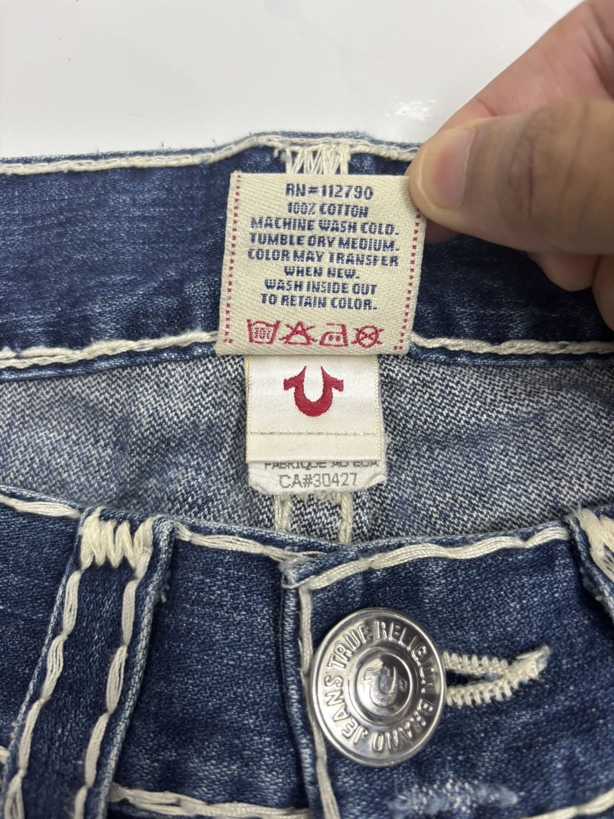 True Religion FLARE JEANS TRUE RELIGION JOEY SUPER T DISTRESSED DENIM JEAN Size US 34 / EU 50 - 12 Thumbnail