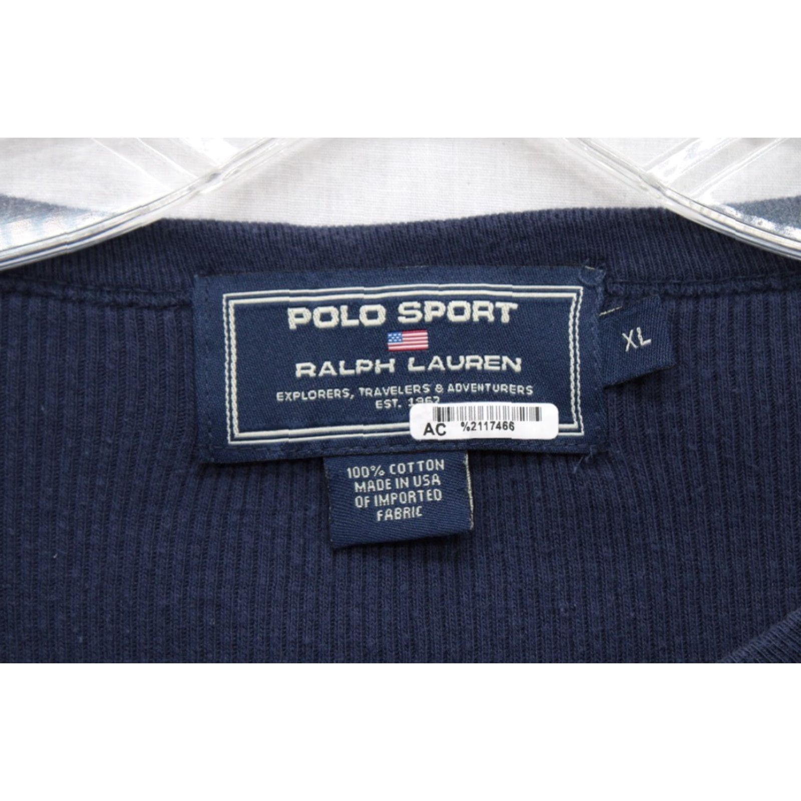 Ralph Lauren VINTAGE Ralph Lauren Polo Sport T-Shirt Men XL Blue Cotton Waffle Knit Preppy USA 90s Mens XL Blue Polo Shirt Size US XL / EU 56 / 4 - 4 Thumbnail
