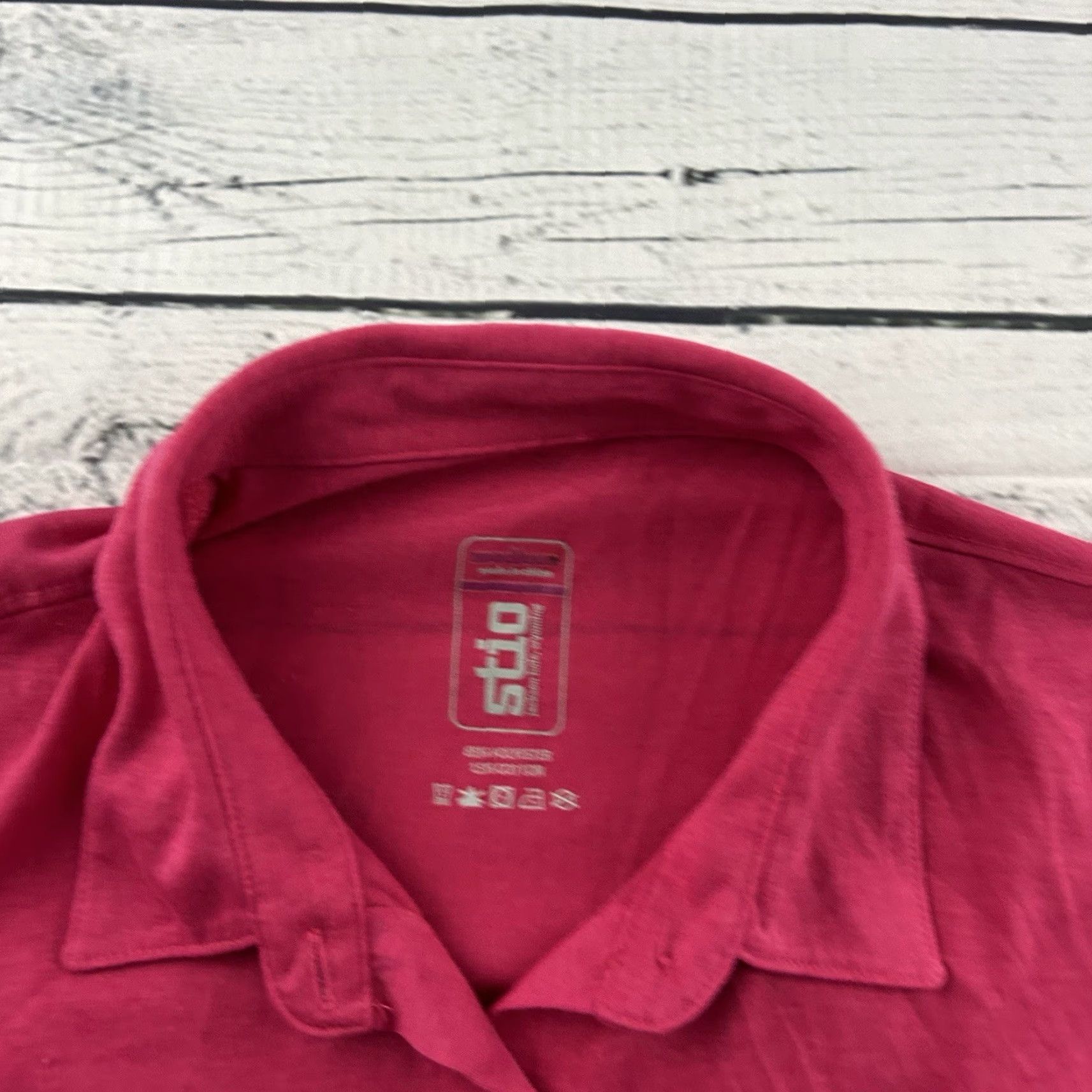 Doublet Stio 3/4 Sleeve Button Front Double Pocket Top Women's M Pink Shirt 3/4 Sleeve Button-Up Pockets Size M / US 6-8 / IT 42-44 - 3 Thumbnail