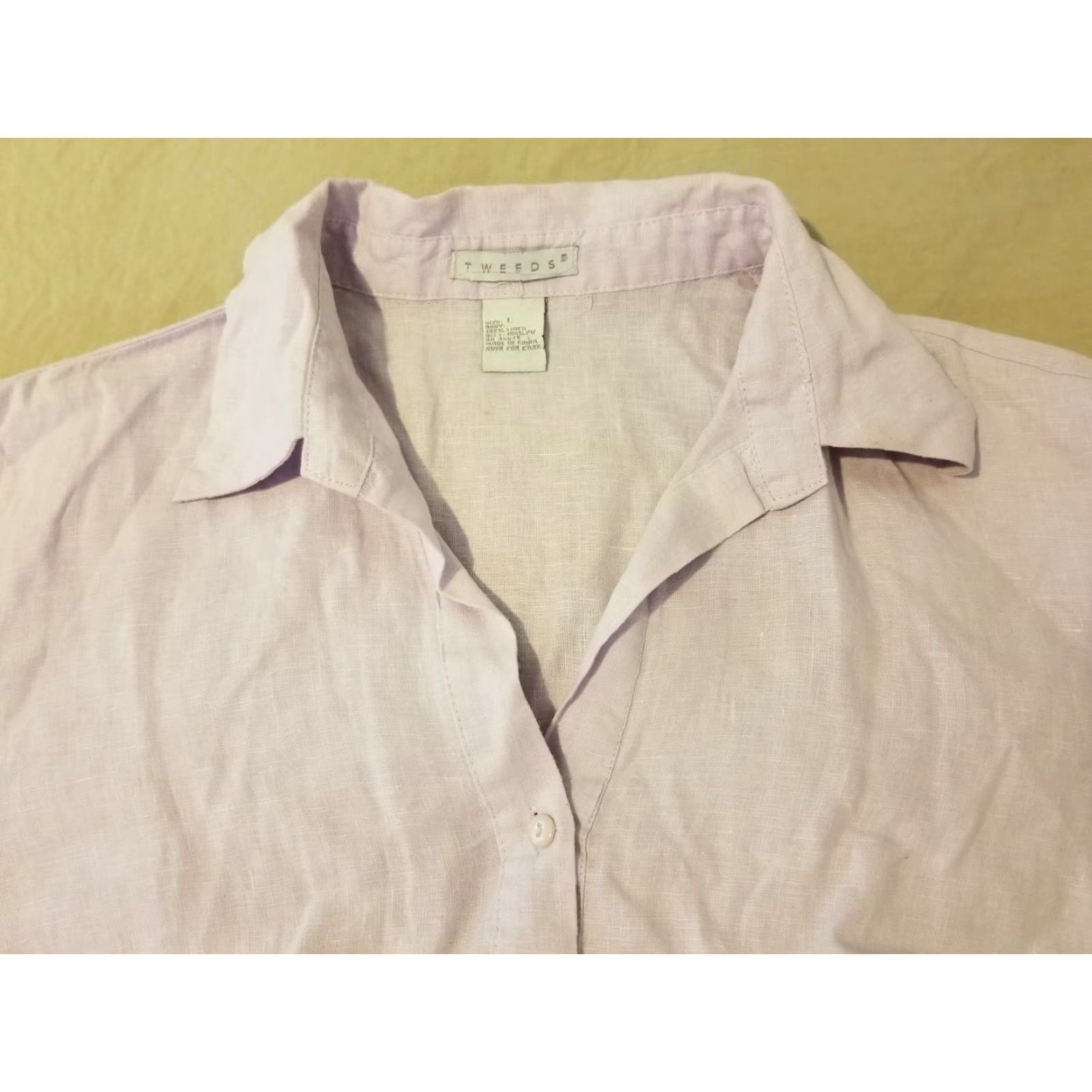 Vintage Womens Tweeds Linen Dress Shirt L Purple Button Blouse Size L Casual Spring Summer Womens Blouse Size L / US 10 / IT 46 - 4 Thumbnail