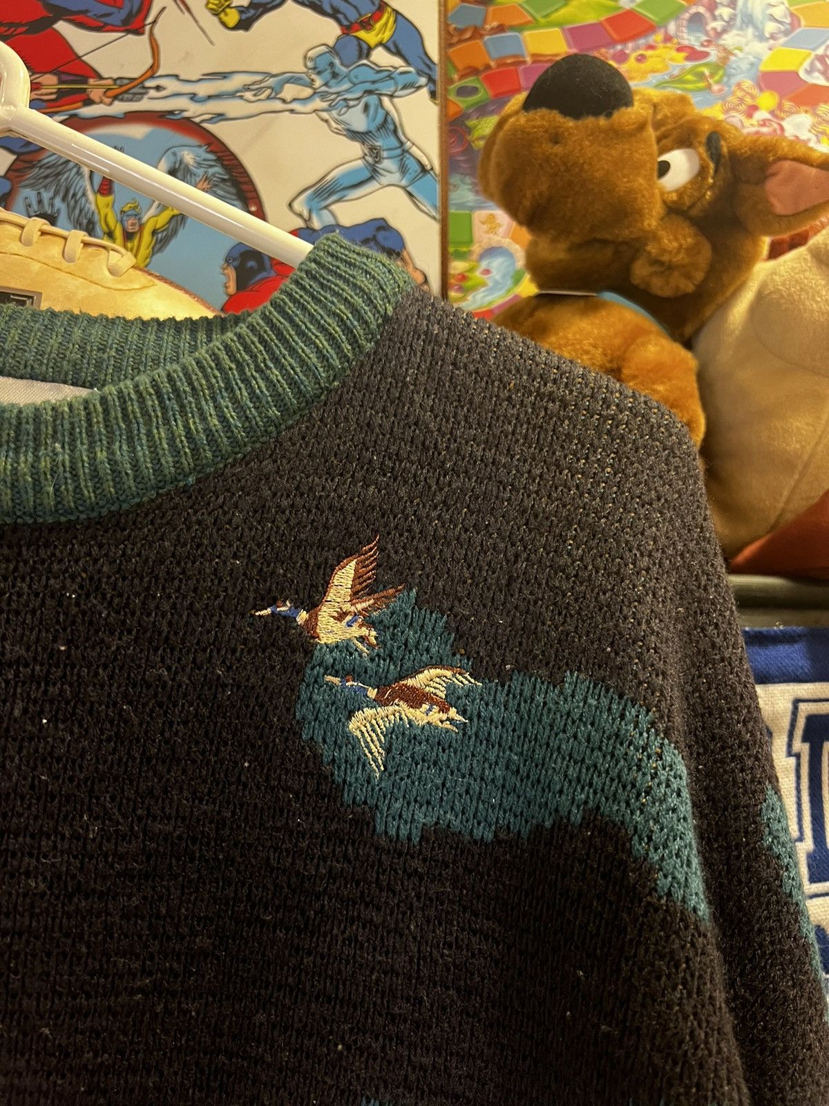 Vintage Duck Shooting Nature Knitwear Sweater Size US XL / EU 56 / 4 - 3 Thumbnail