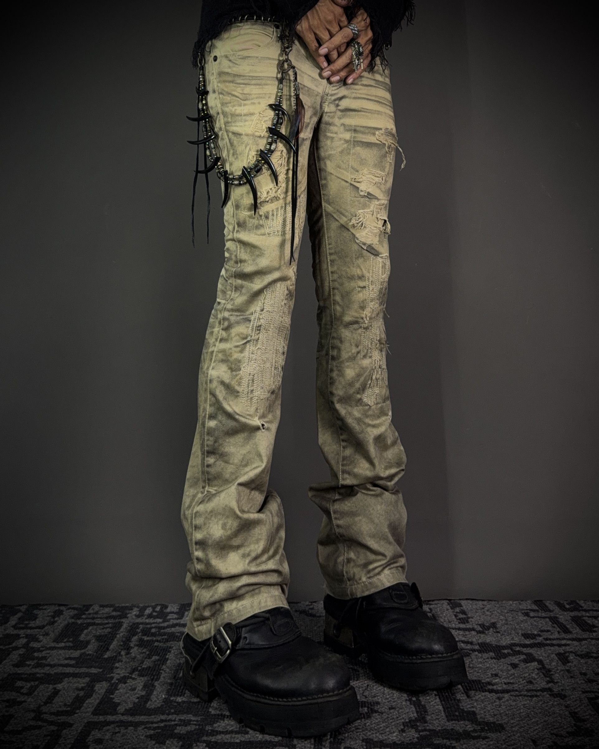 GOSTAR DE FUGA FUGA Washed Sand Heavy Stitch Distressed Bootcut Size US 31 - 2 Thumbnail