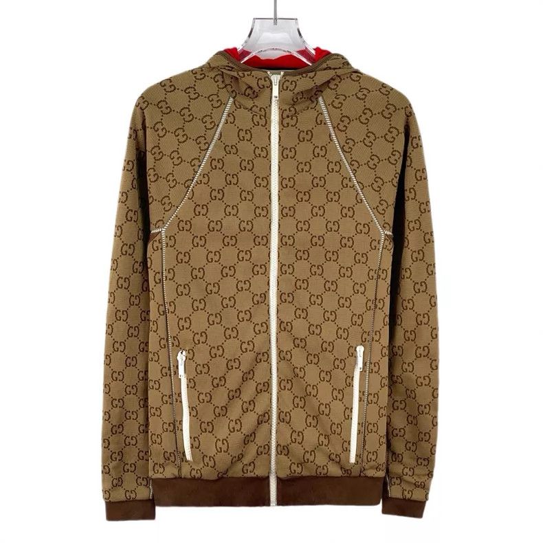Gucci Gucci Brown logo jacquad printed hooded zipper long-sleeve Size S / US 4 / IT 40 - 1 Thumbnail