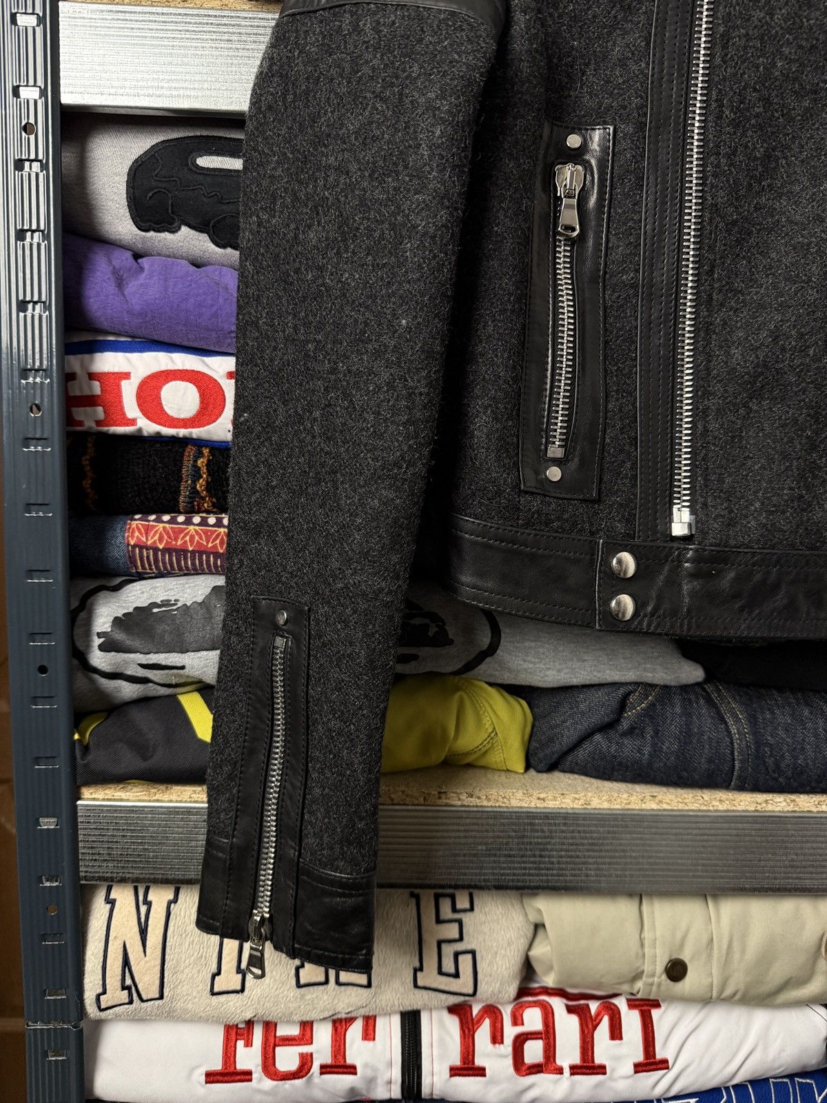 Diesel Black Gold Diesel Black Gold wool + leather biker moto jacket Size XS / US 0-2 / IT 36-38 - 4 Thumbnail