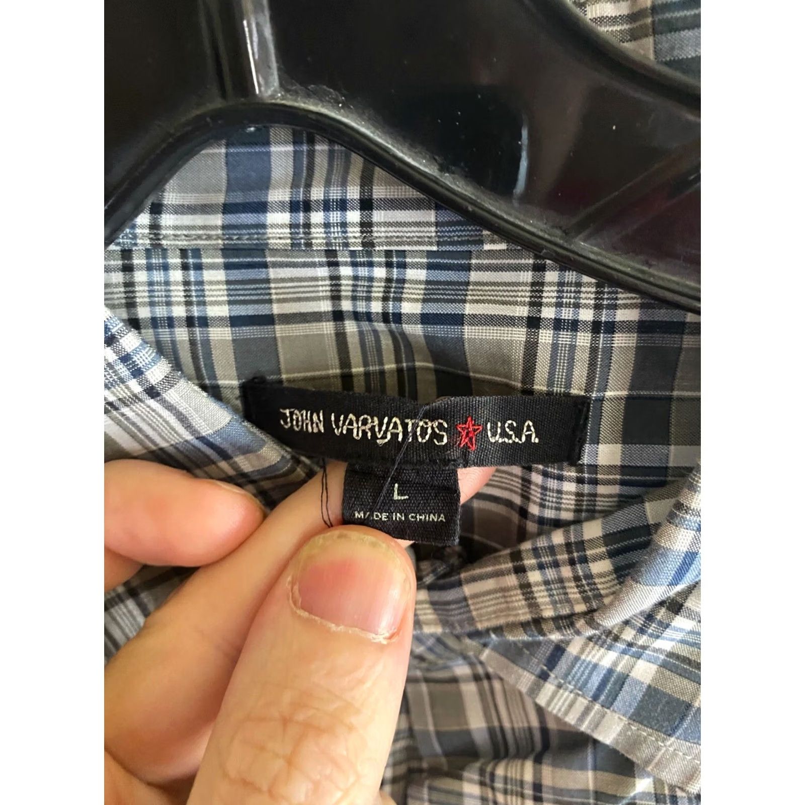 John Varvatos John Varvatos Shirt Long Sleeve Gray Blue Plaid Large L 16 x 34/35 Mens Button-Up Size US L / EU 52-54 / 3 - 4 Thumbnail