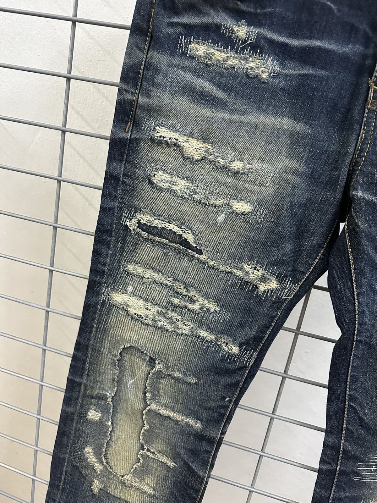 Isamu Katayama Backlash × JACKROSE × Japanese Brand Rare Beautiful Jack Rose Wash Boro Distressed Flared Denim Size US 31 - 6 Thumbnail