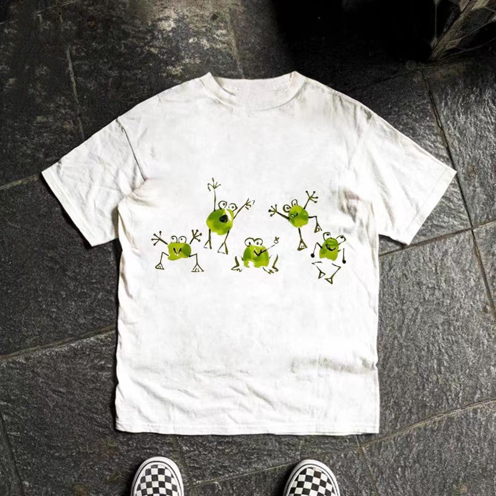 Vintage White washed retro fun frog print t-shirt Size US M / EU 48-50 / 2 - 1 Thumbnail
