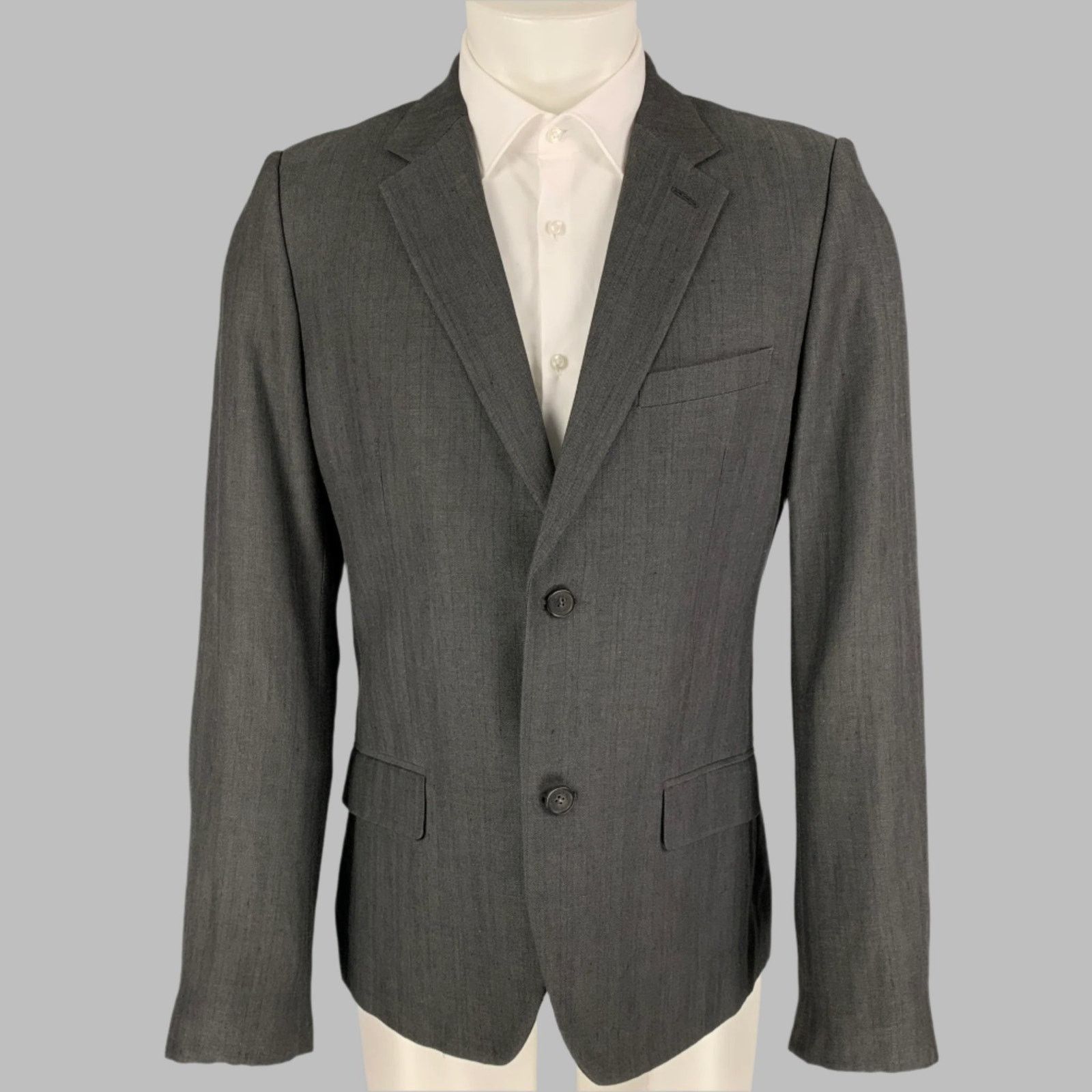 Calvin Klein Size 38 Charcoal Wool Linen Sport Coat Size 38R - 1 Thumbnail