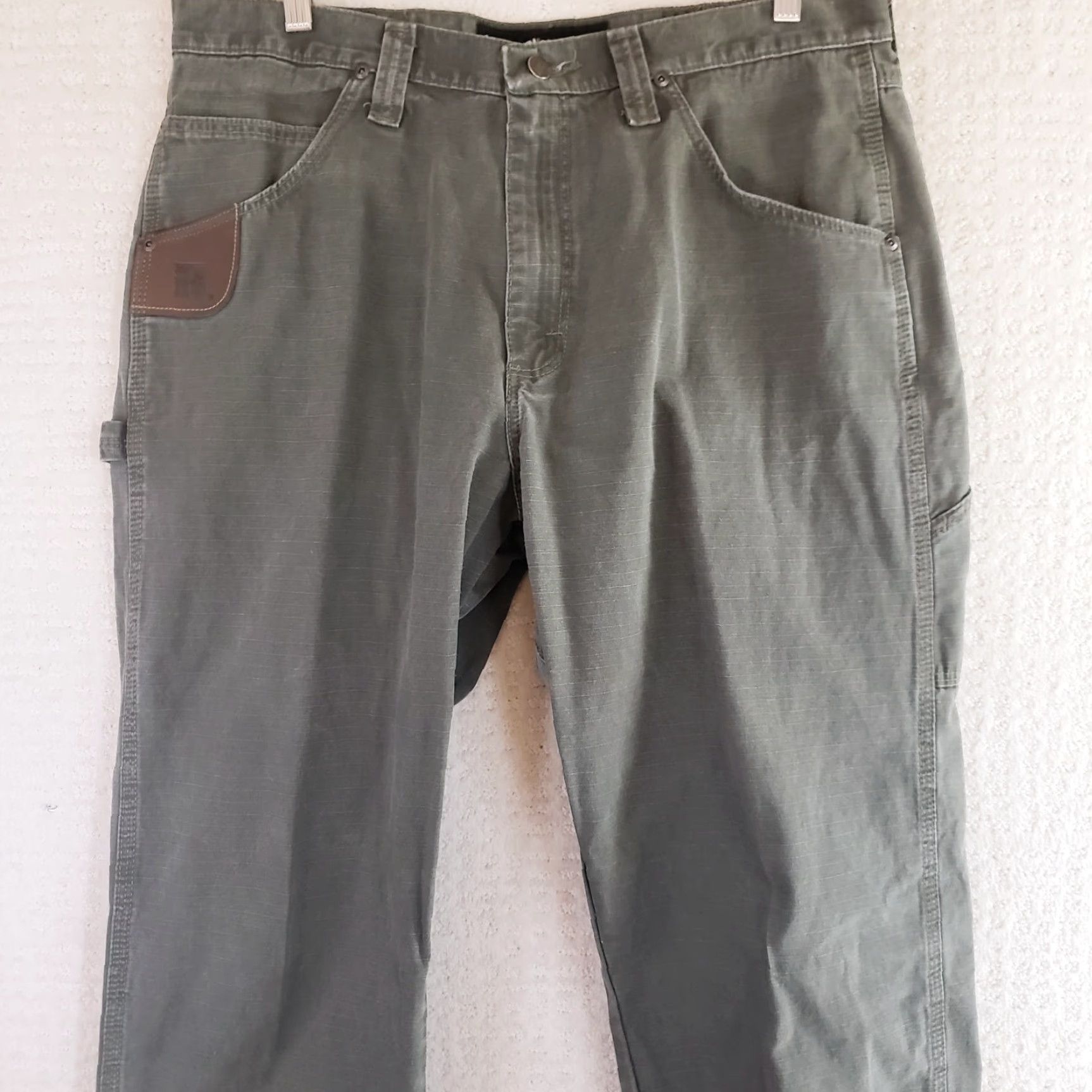 Wrangler VINTAGE Wrangler RIGGS Workwear Mens Brown Carpenter Work Pants 35X30 Green Ripstop Size US 35 - 2 Thumbnail
