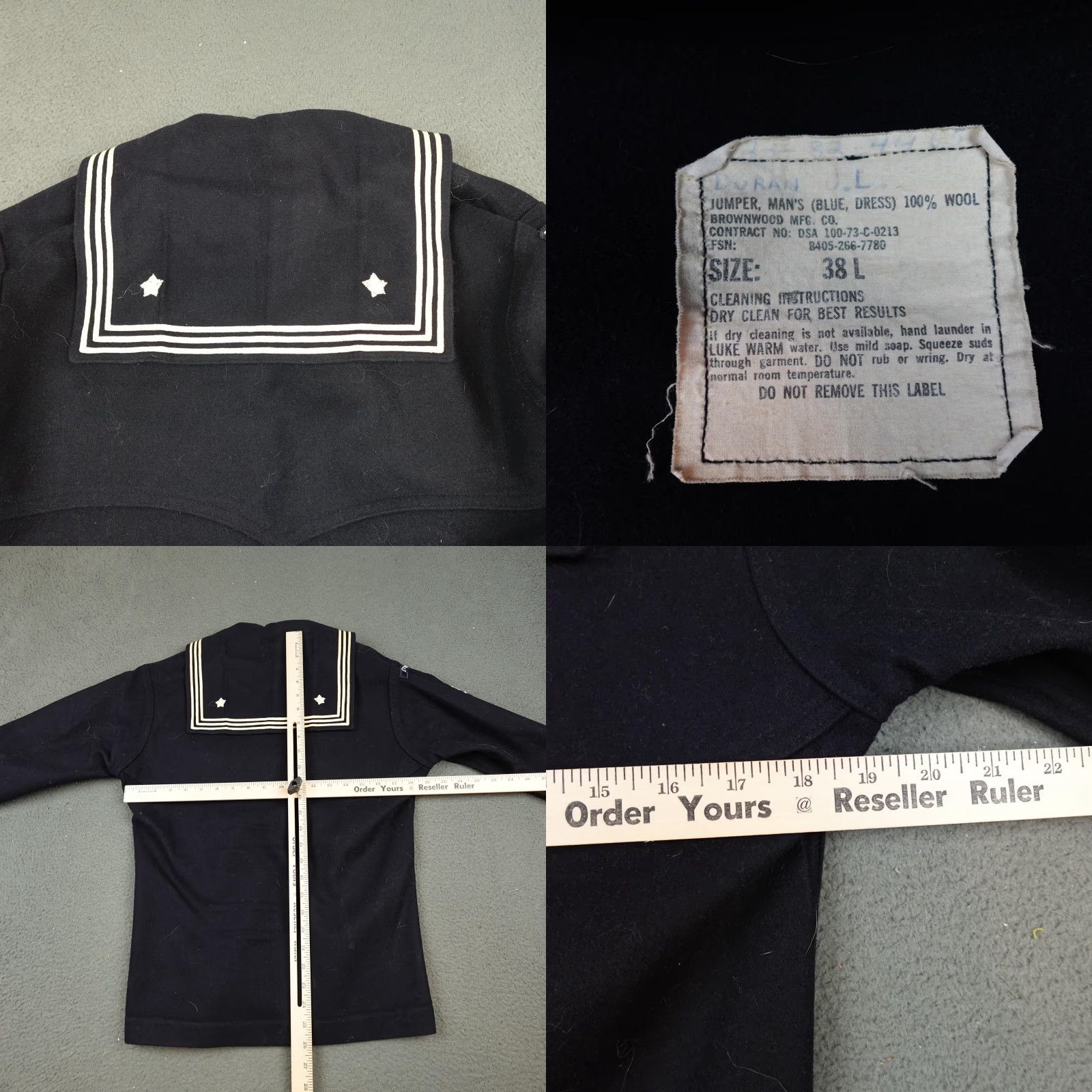 Vintage VINTAGE US Navy Jumper Mens 38L Blue Wool Dress Uniform USS Enterprise 70s Size US M / EU 48-50 / 2 - 8 Thumbnail